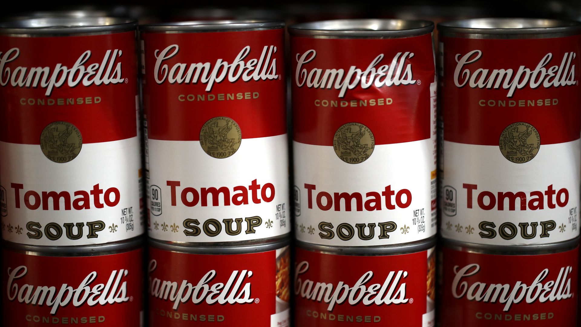 Campbell's tomato soup cans stacked