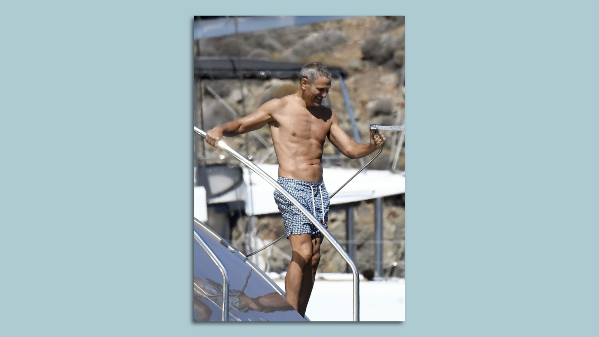 Superagent Ari Emanuel, 61,  on a yacht off Mykonos, Greece, in July.