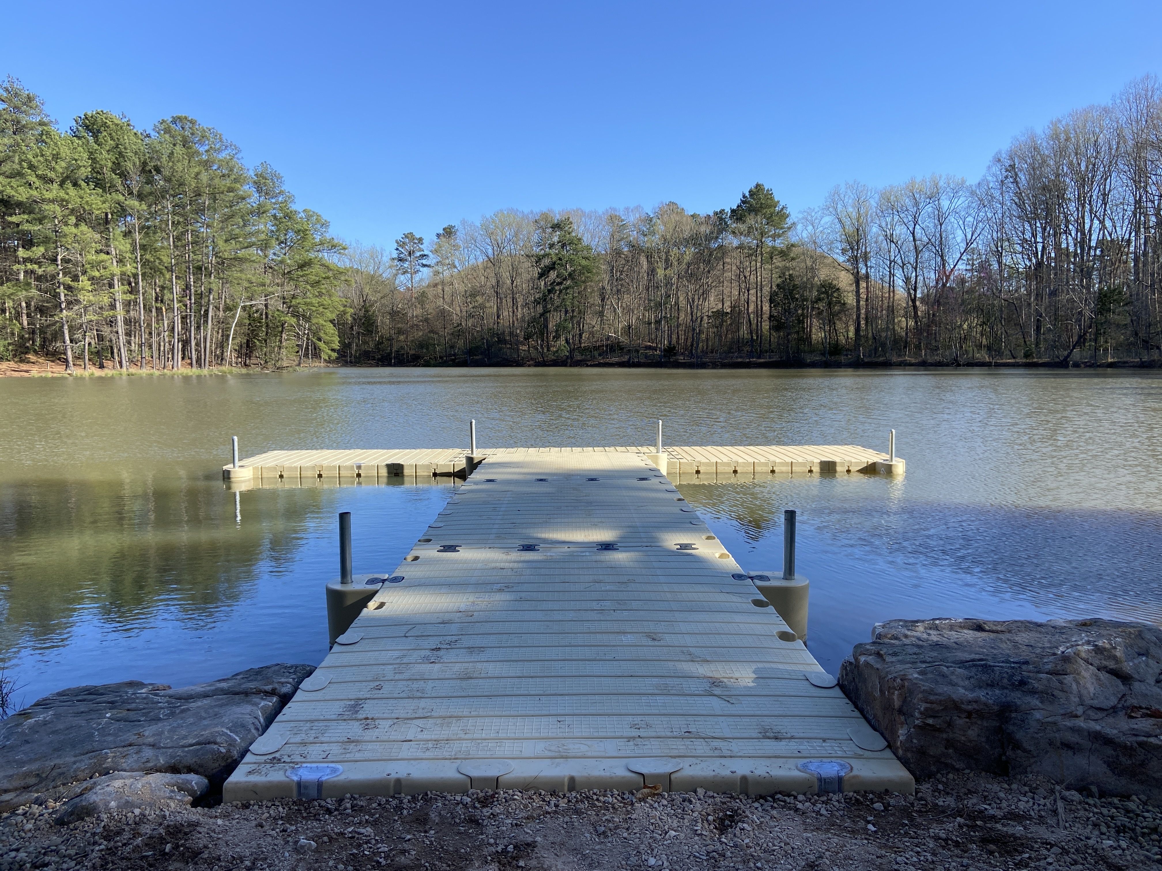 Dog on the lake at the Whitewater Center.