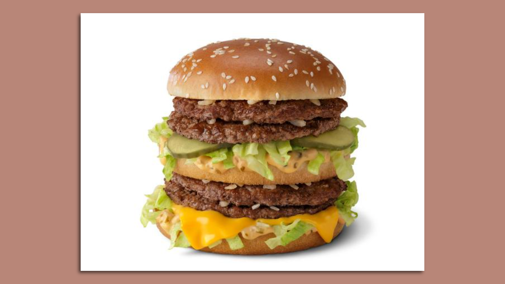 McDonald's Double Big Mac on white background and then placed on pink background