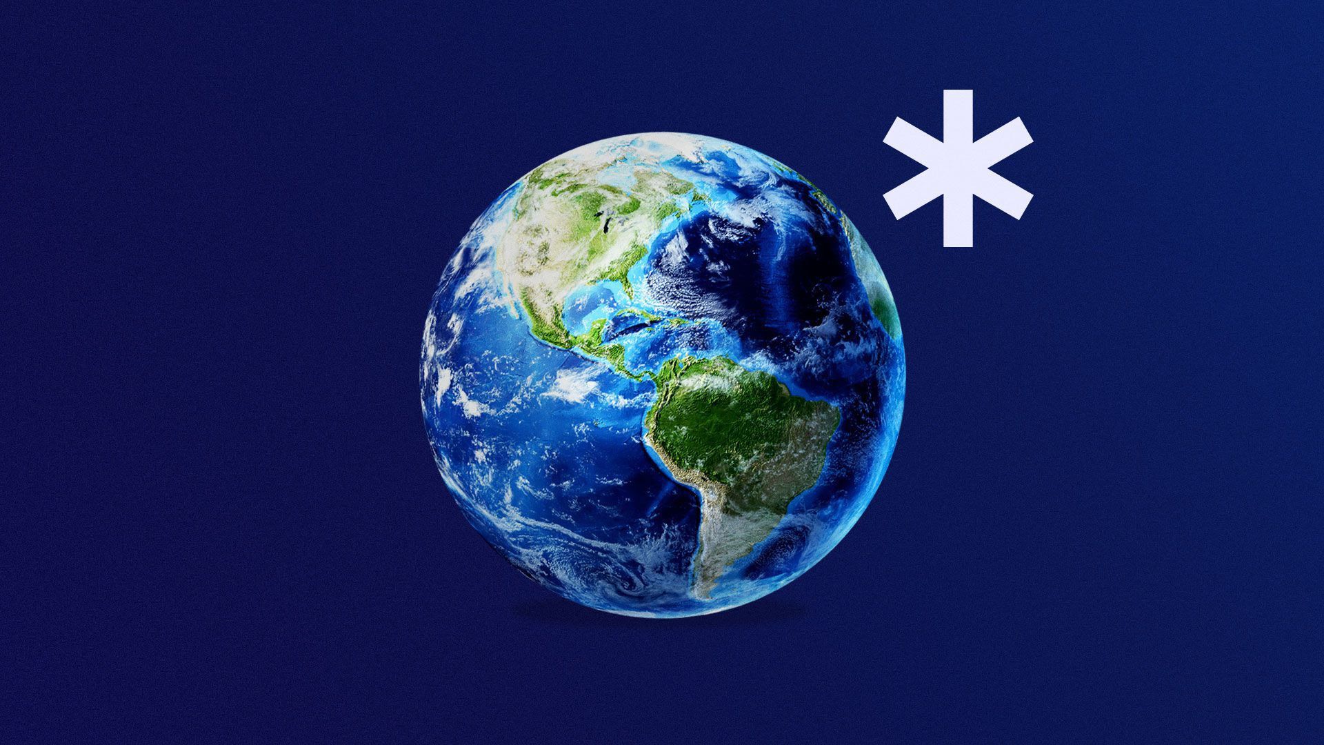 An illustration of earth wit an asterik next to it