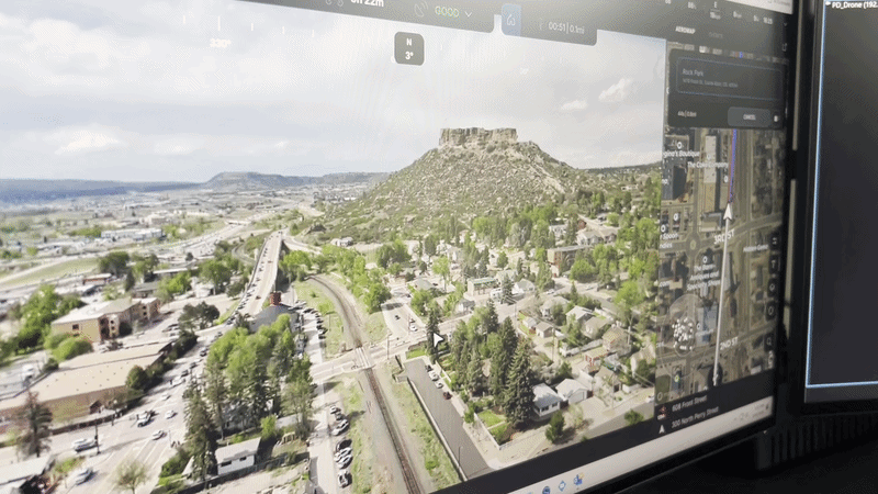 Castle Rock police drone on the way to Castle Rock.