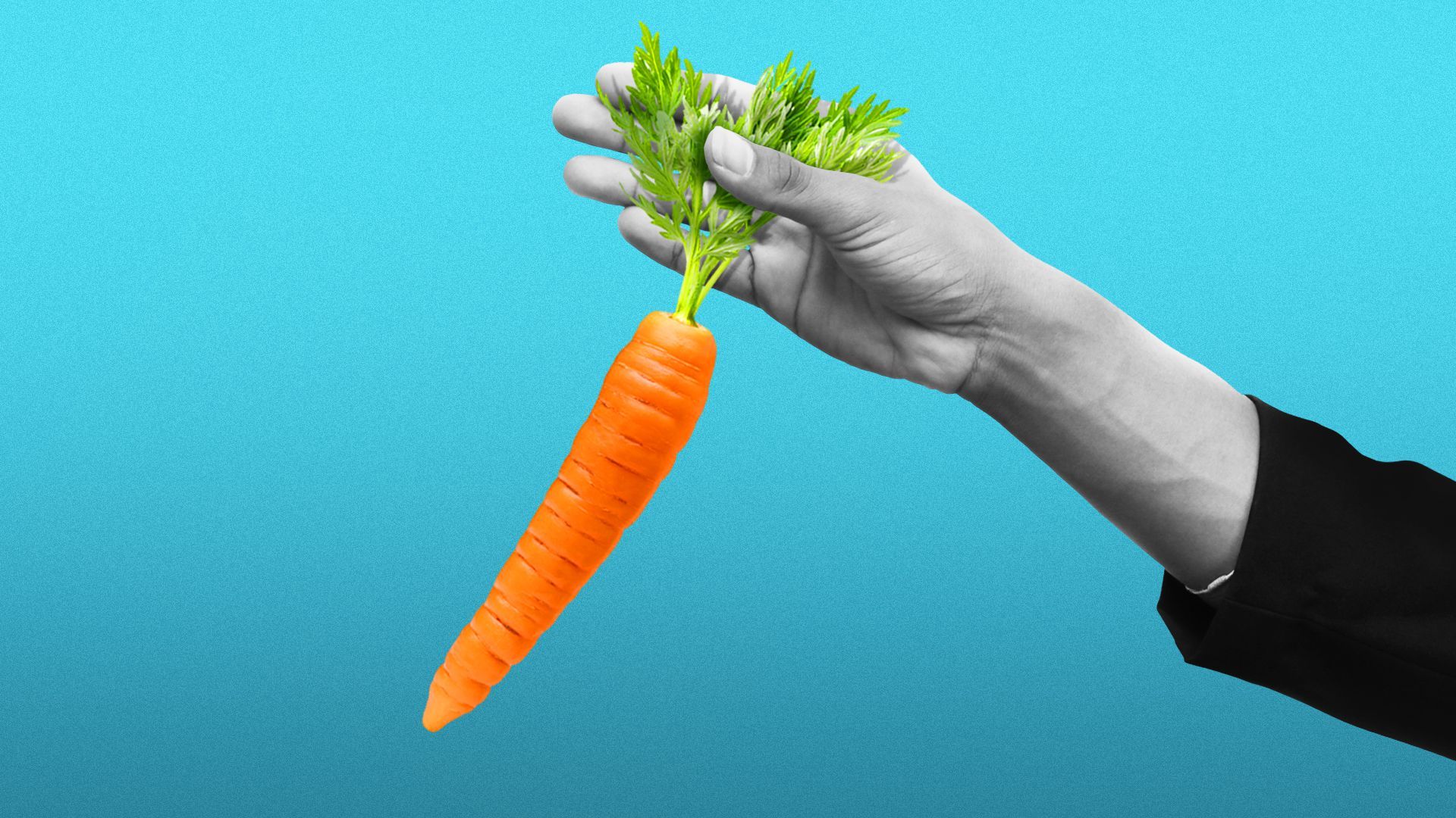 Illustration of a hand in a business suit dangling a carrot.