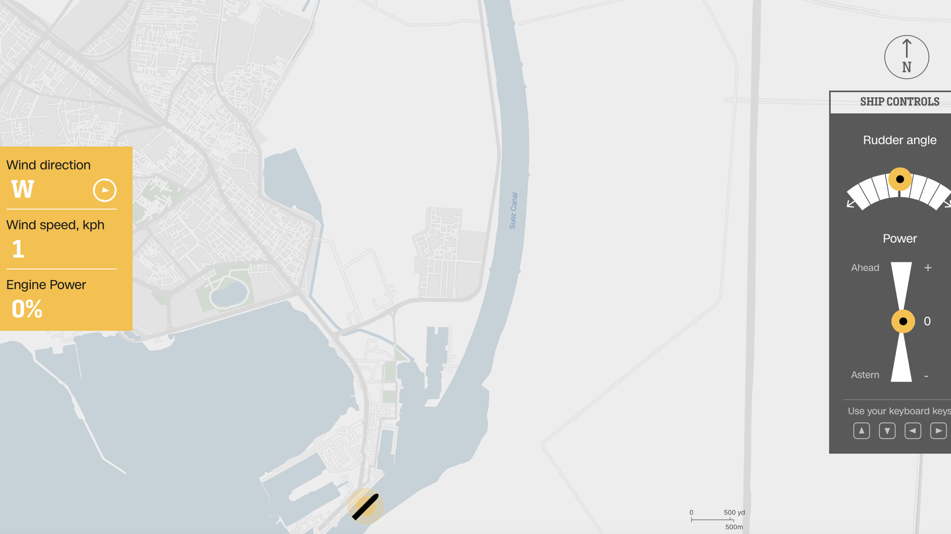 A screenshot of CNN's Suez Canal simulation