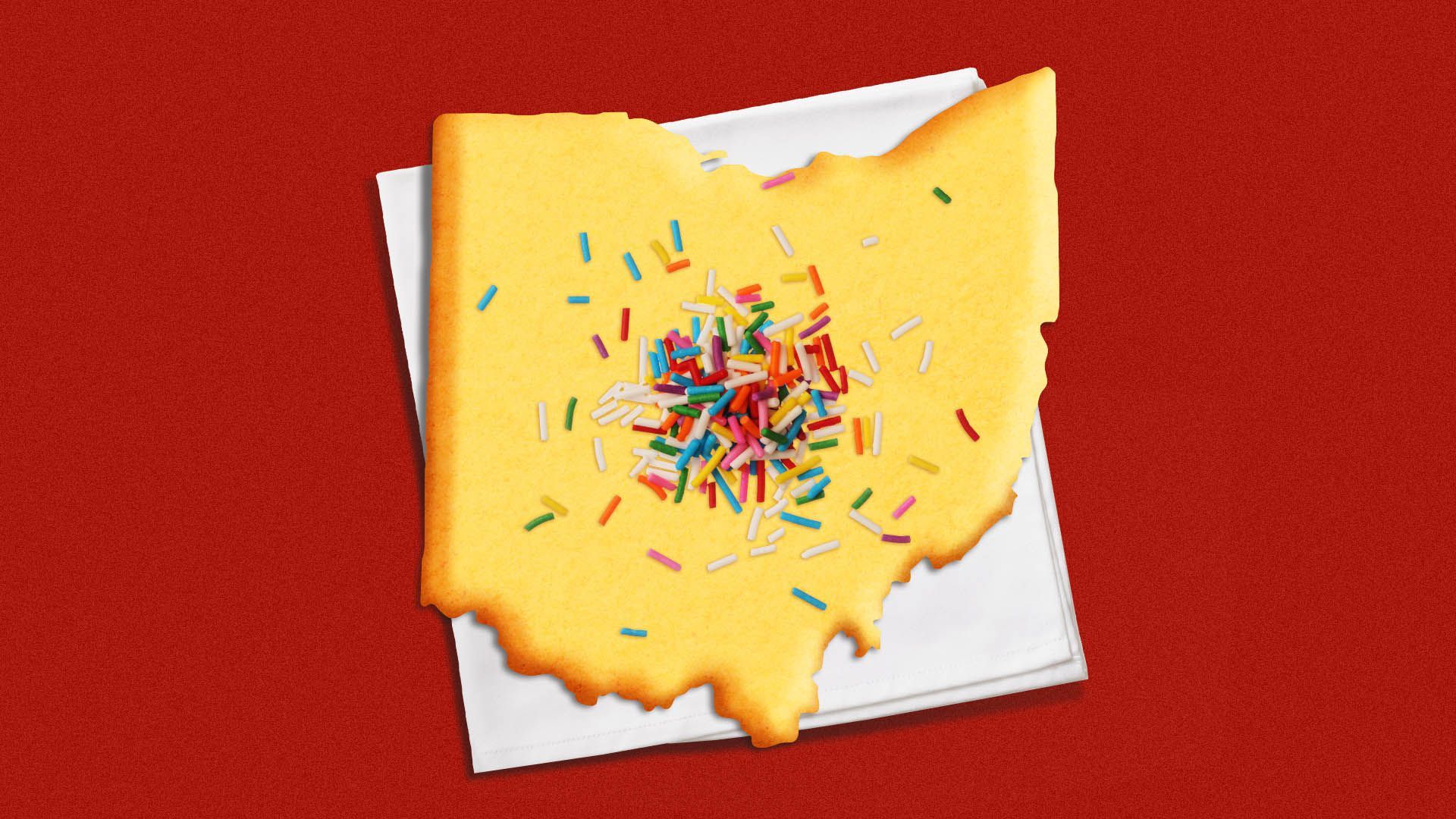 Illustration of a sugar cookie in the shape of Ohio