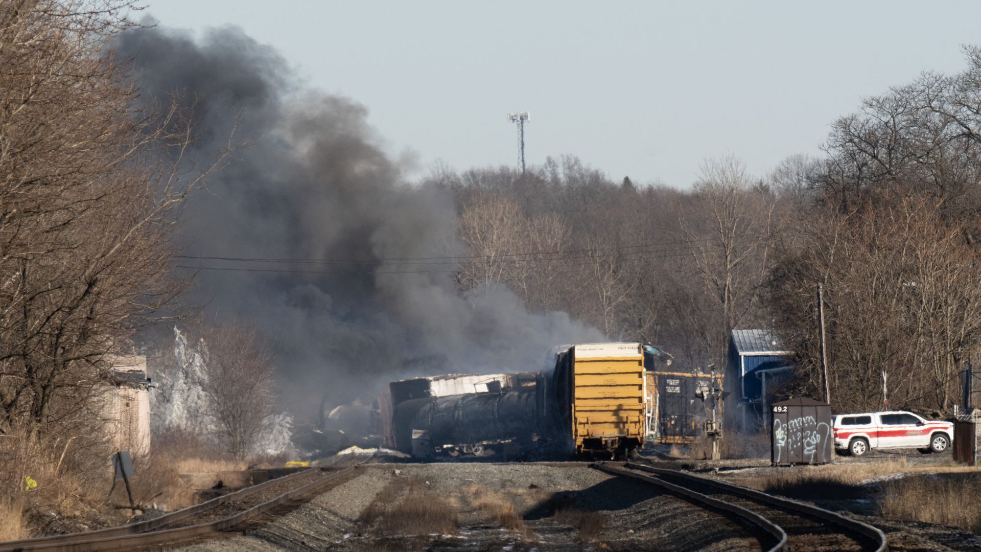  The train accident sparked a massive fire and evacuation orders, officials and reports said Saturday. No injuries or fatalities were reported after the 50-car train came off the tracks late February 3 near the Ohio-Pennsylvania state border.