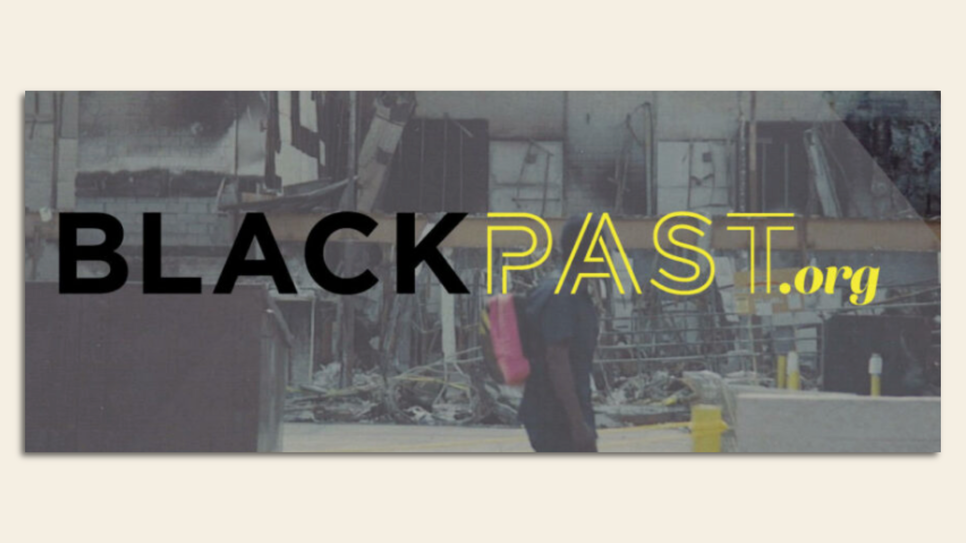 Screen shot of BlackPast.org logo on a beige background