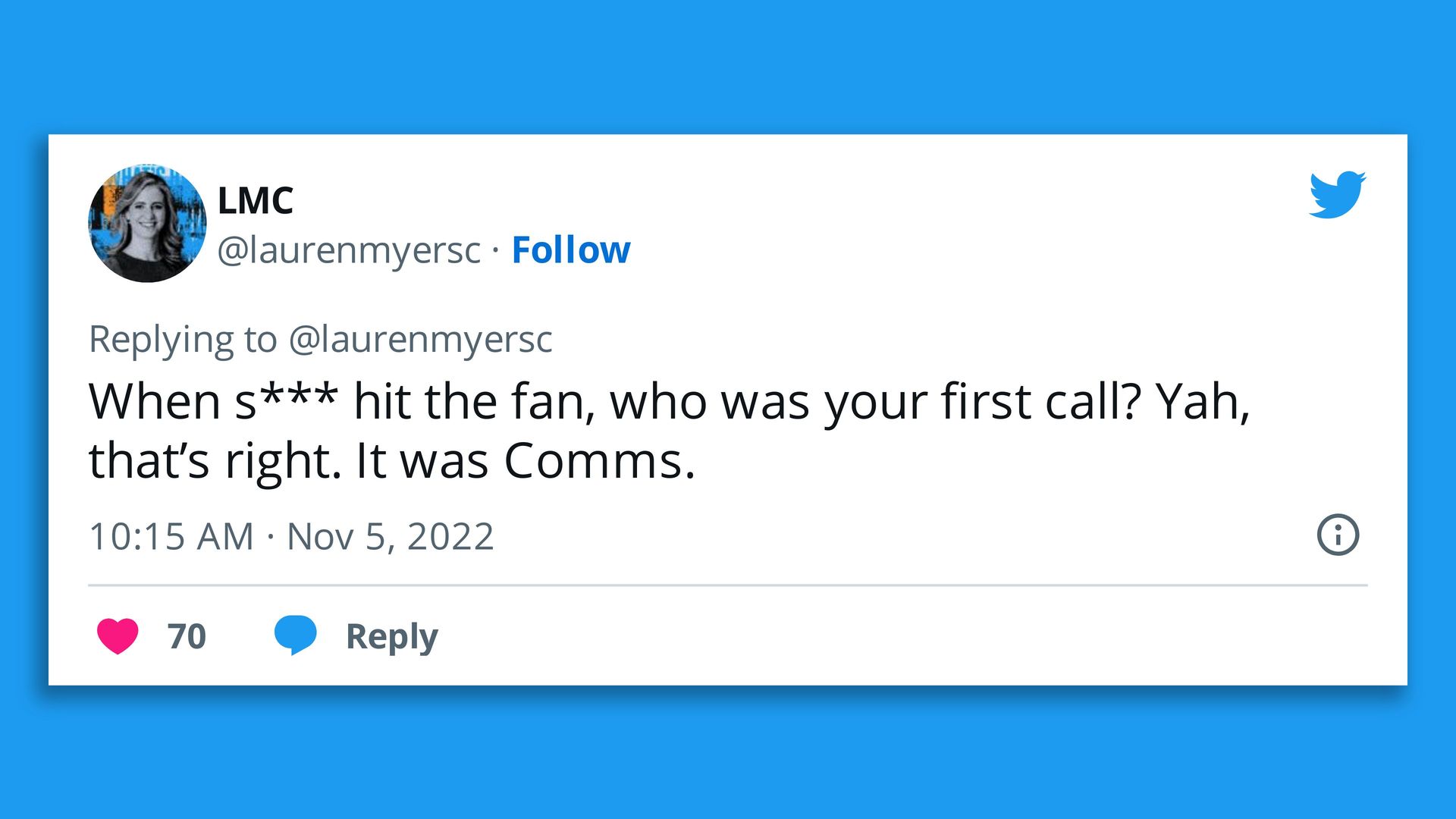 Tweet from ex-Twitter communications lead, Lauren Meyers.