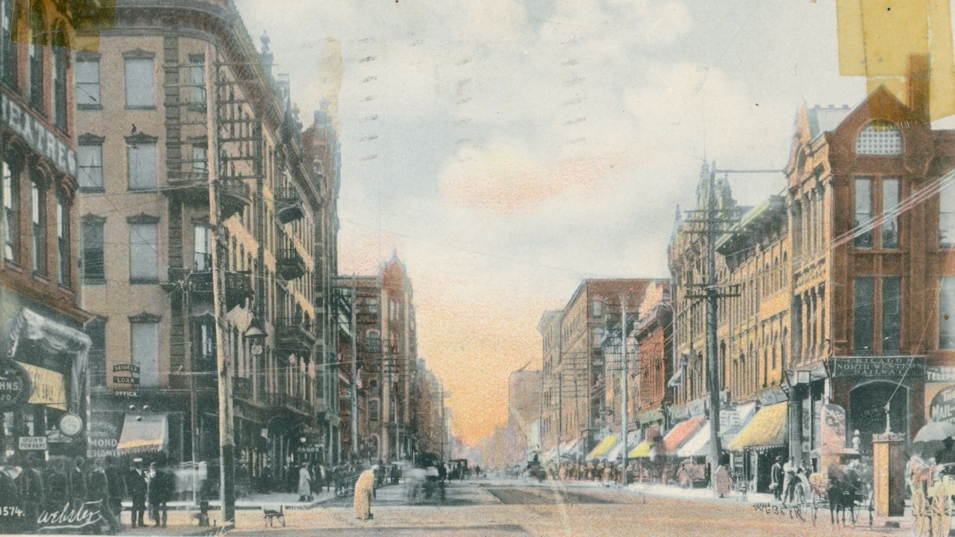 An illustration showing walnut street
