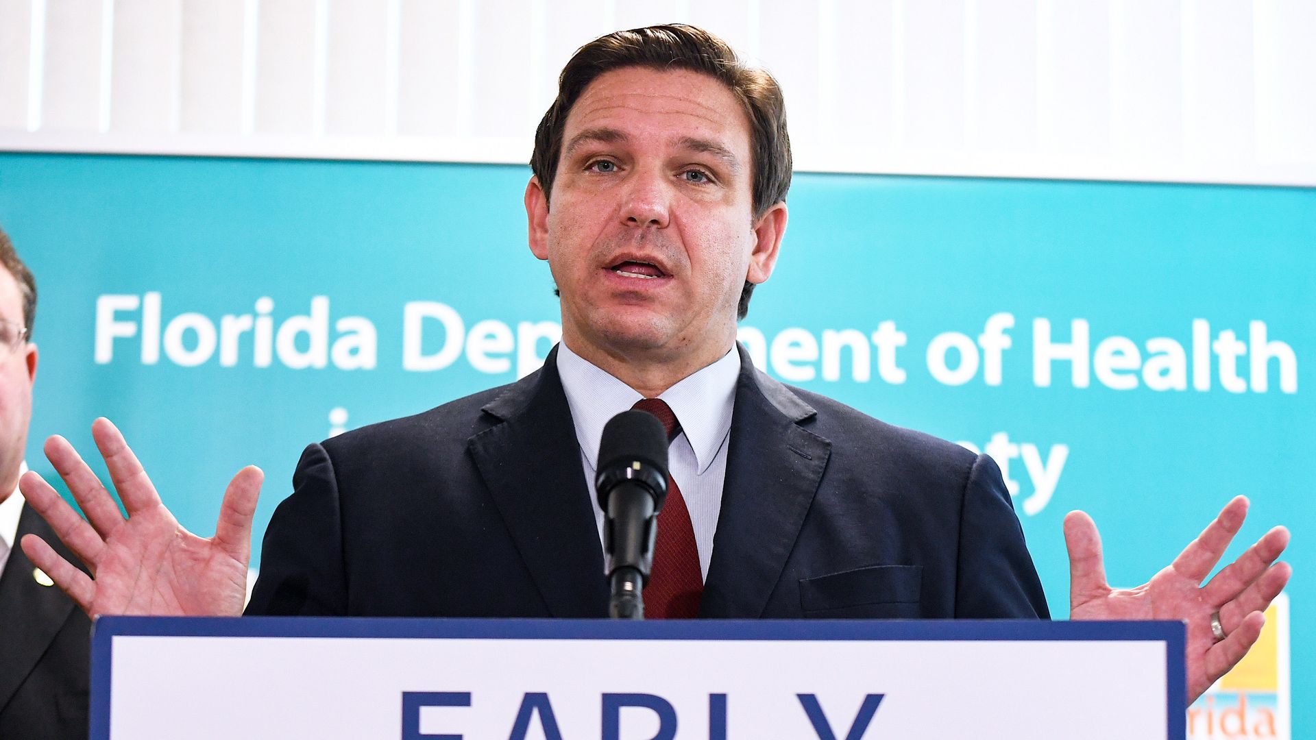  Florida Gov. Ron DeSantis holds a news conference at the Florida Department of Health office in Viera, Florida.