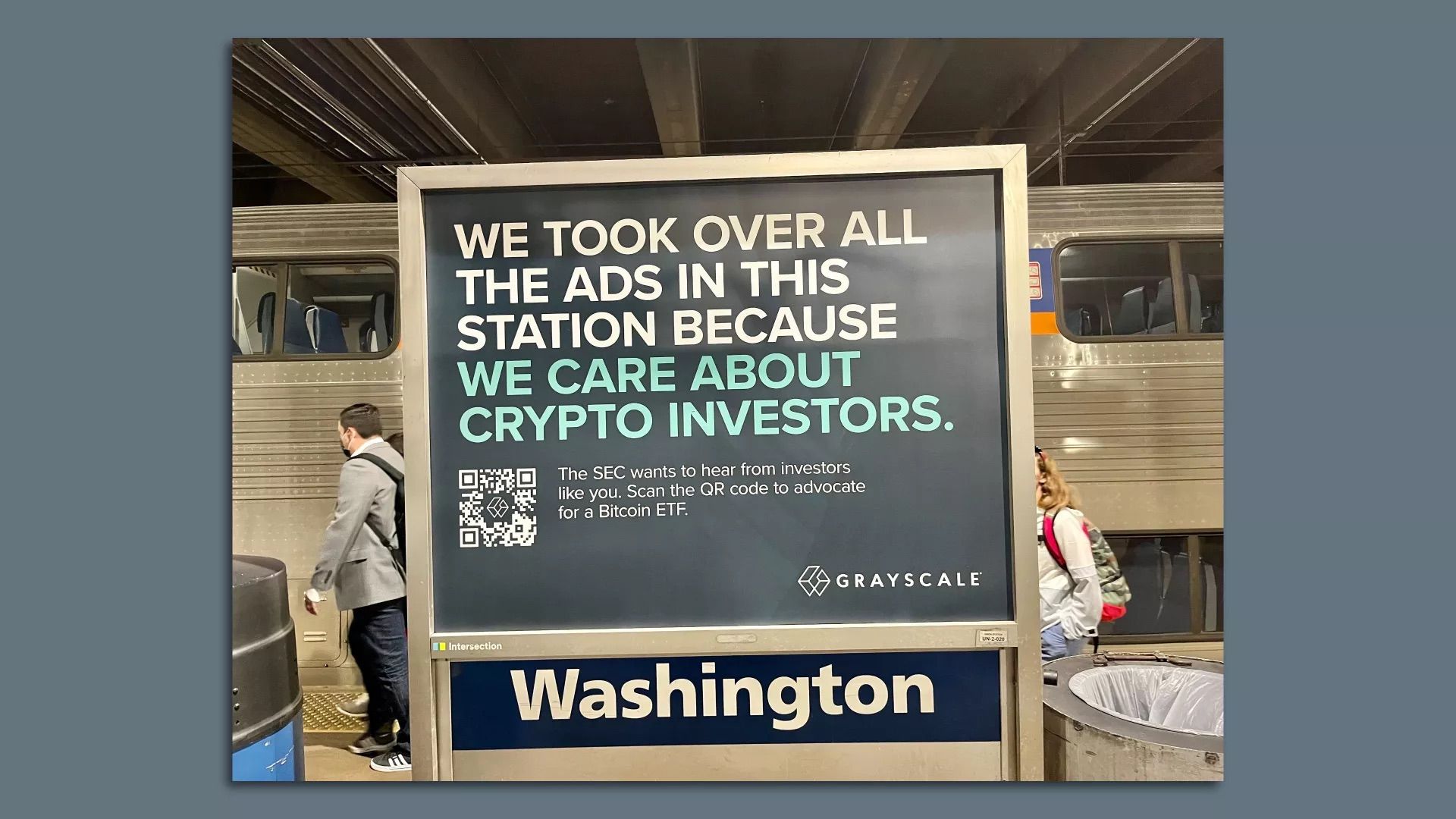 An ad in a subway station.