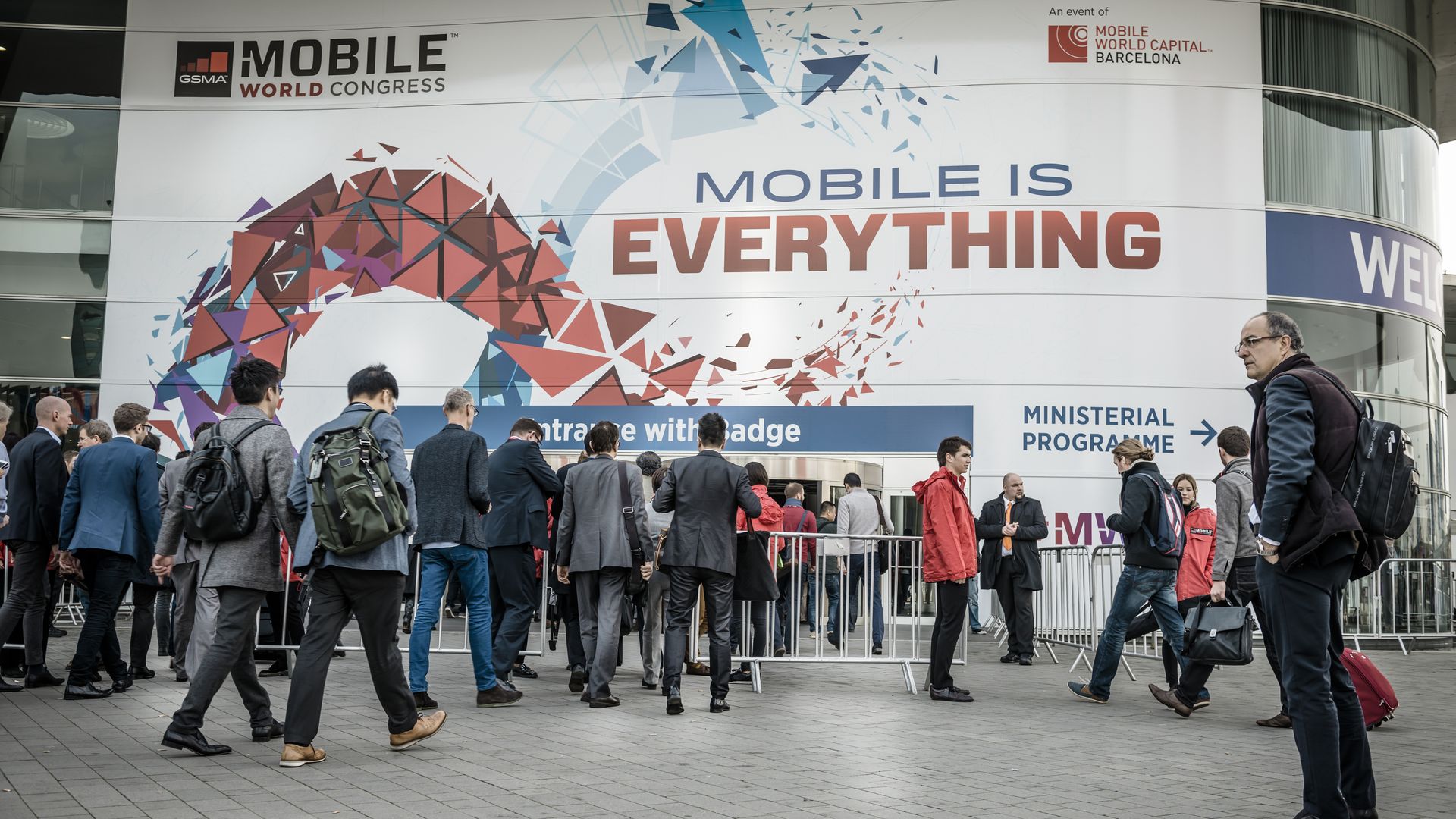 An image of people entering a past Mobile World Congress event in Barcelona