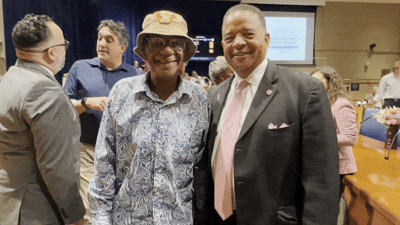 Image shows Big Chief Monk Boudreaux with Eugene Green.