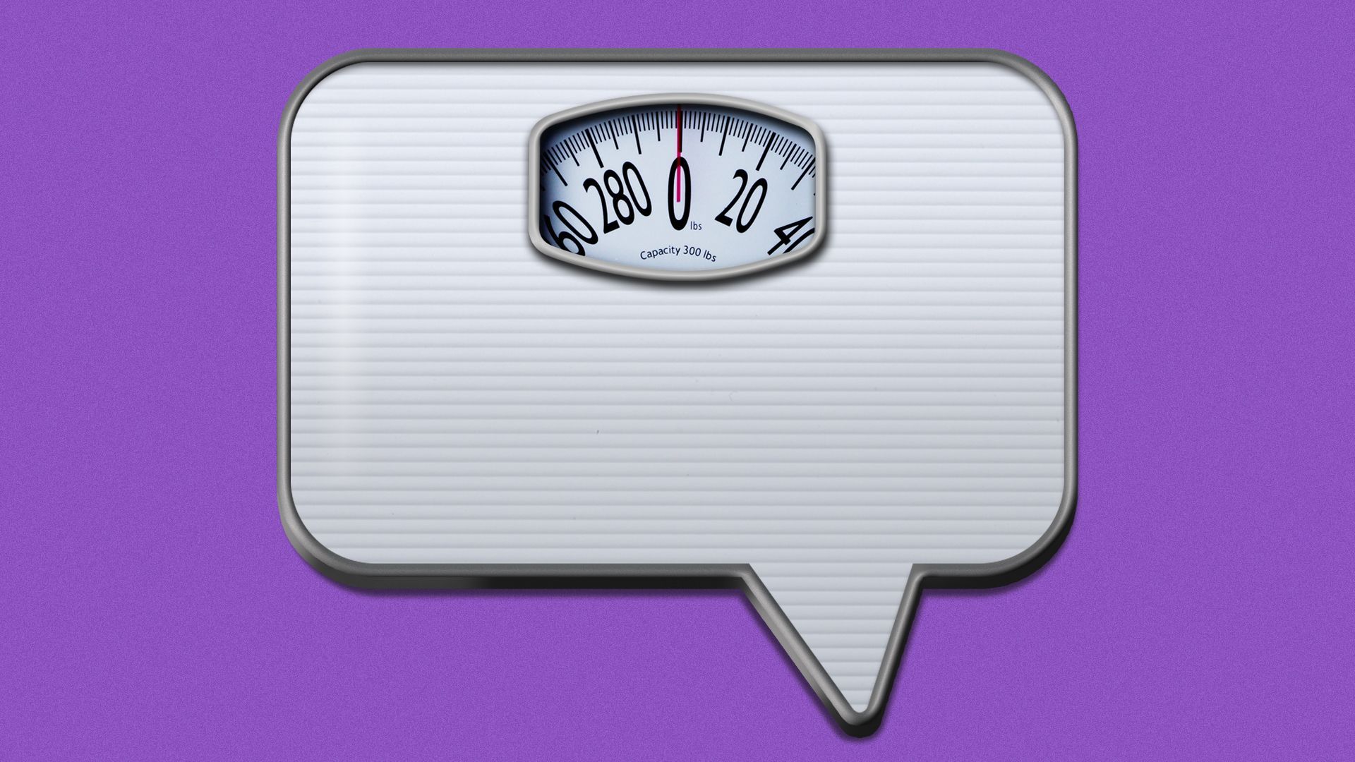 Illustration of a traditional weight scale in the shape of a speech bubble
