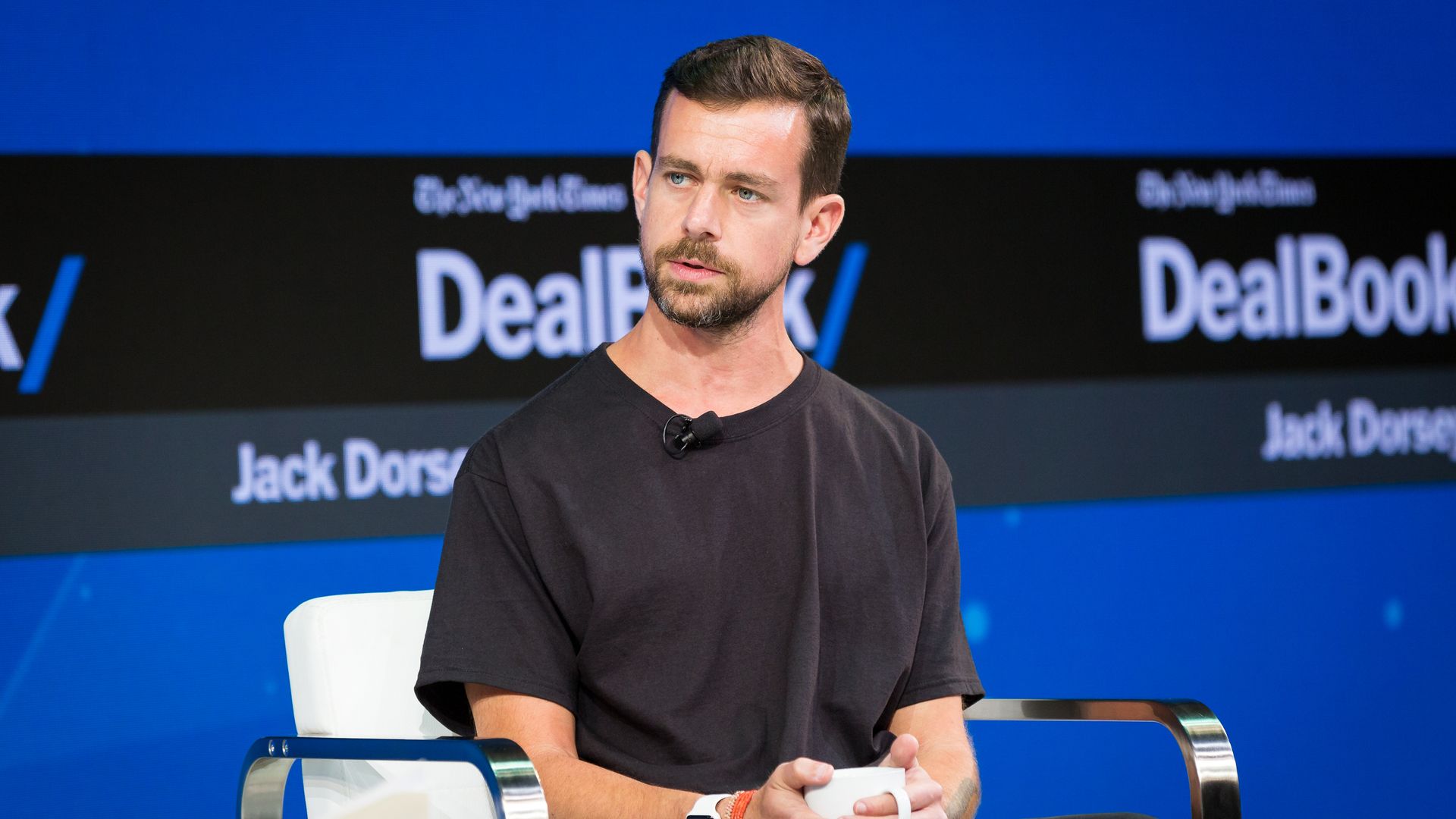 Twitter's Jack Dorsey on stage at a conference