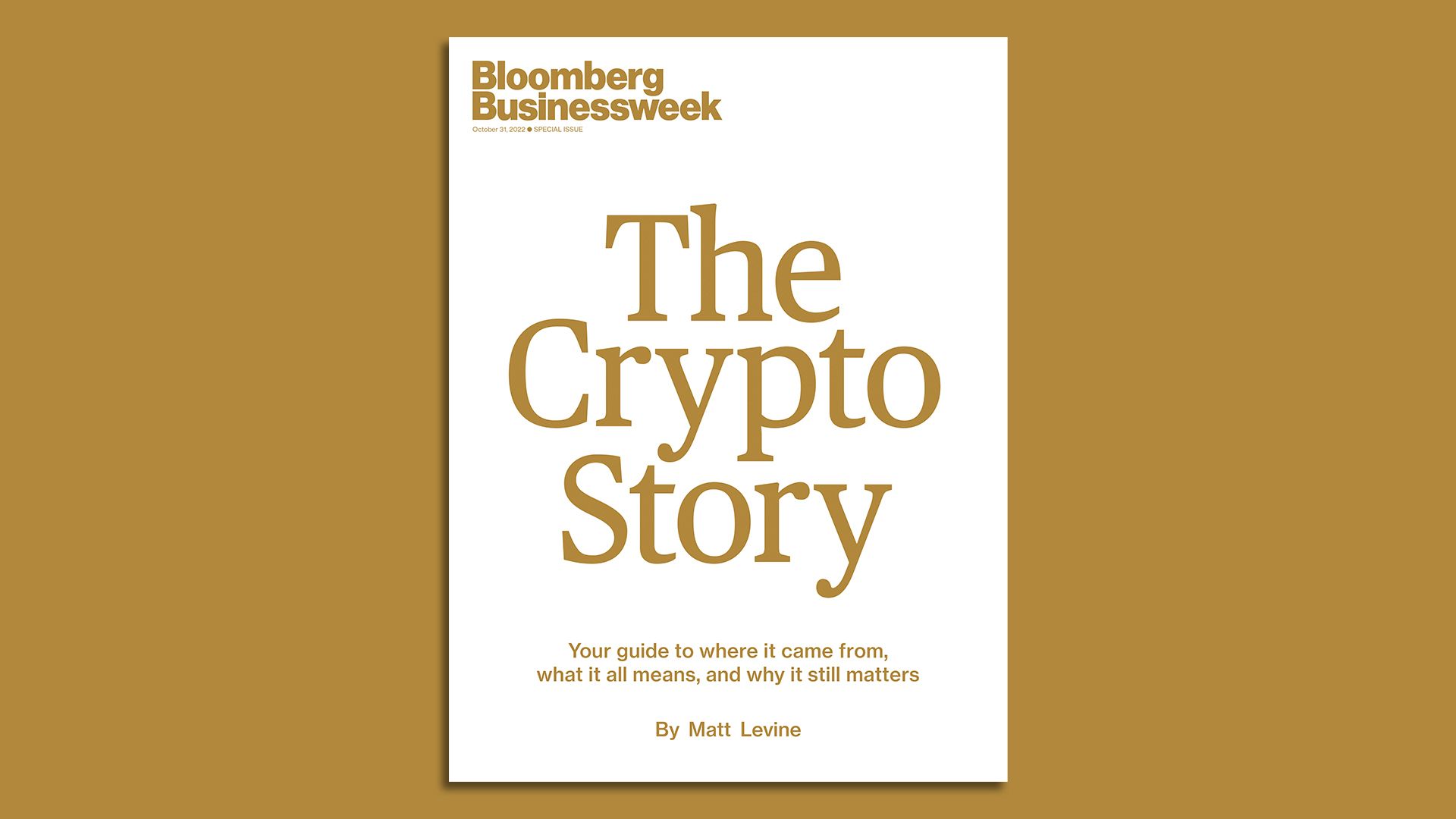 Image of the cover of Bloomberg Businessweek "The Crypto Story" by Matt Levine