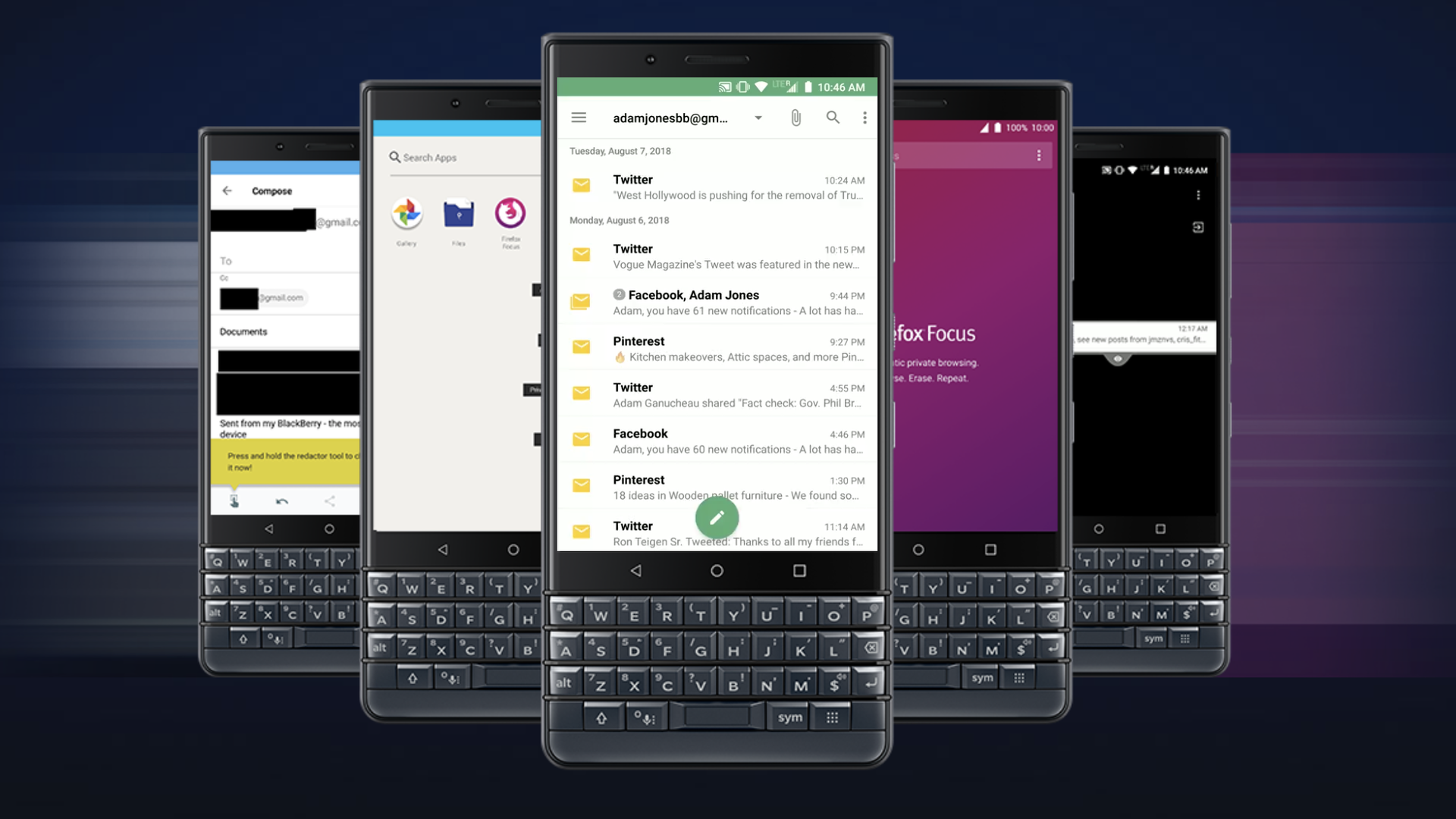 A promotional image for BlackBerry-branded phones made by TCL