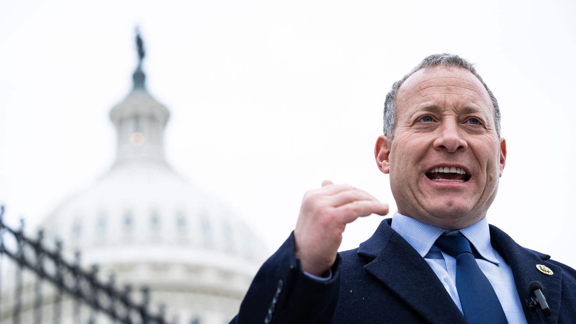Representative Josh Gottheimer, a Democrat from New Jersey, speaks to members of the media outside the US Capitol in Washington, DC, US, on Thursday, Dec. 18, 2025. A Democratic-led bill that would extend expiring Affordable Care Act subsidies for three years is set for a House vote in early January