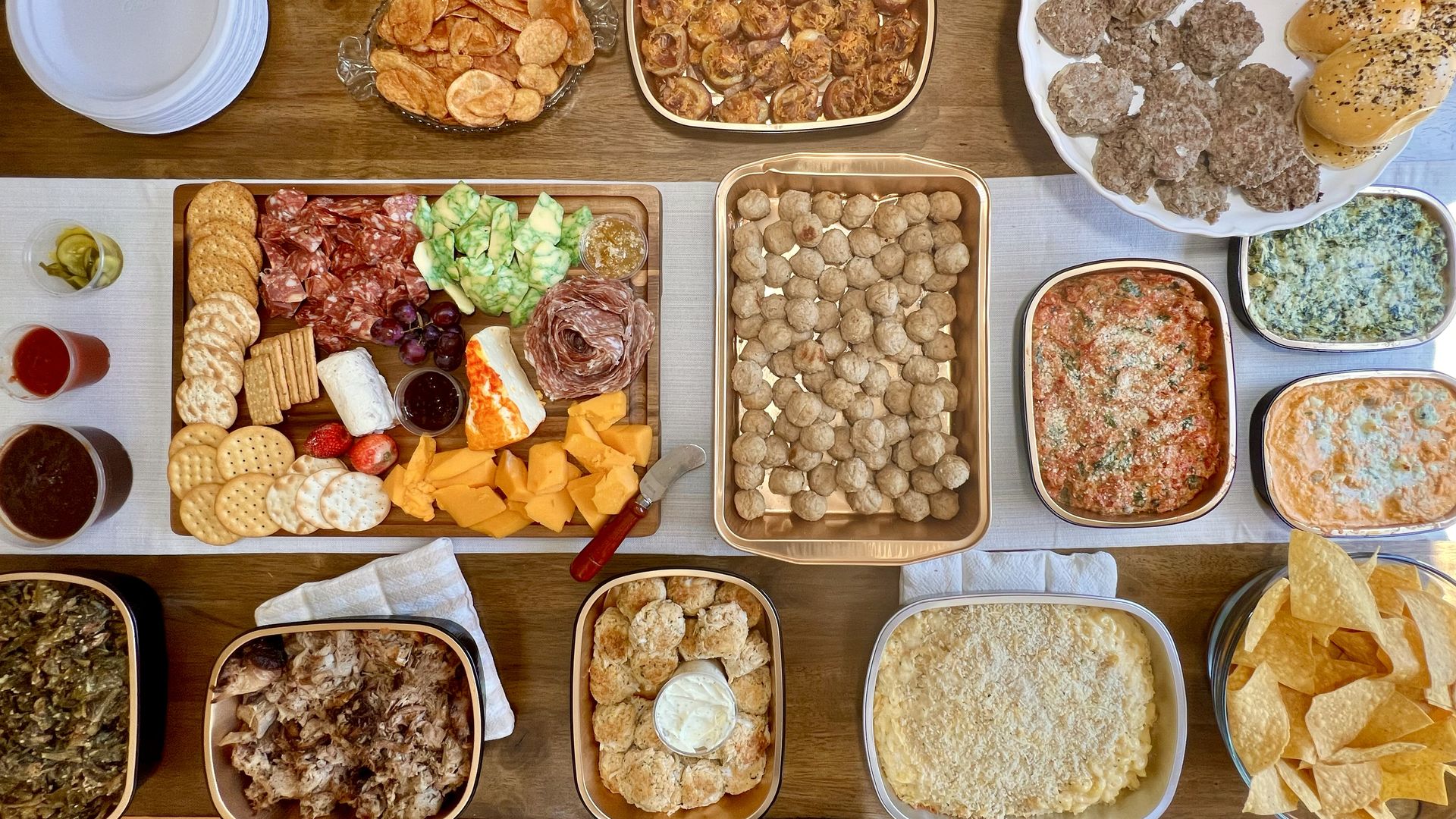 A spread of food on a dinner table