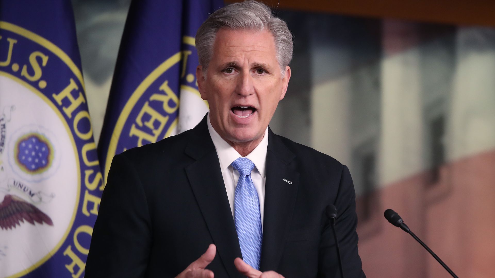 House Minority Leader Kevin McCarthy (R-CA) speaks during his weekly news conference at the U.S. Capitol on February 27, 2020