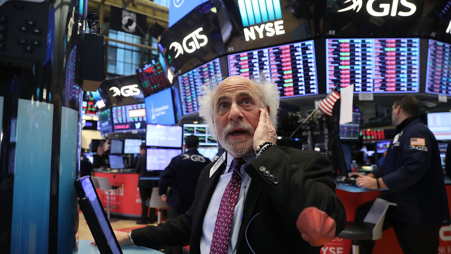 Trader on the floor of the NYSE last week