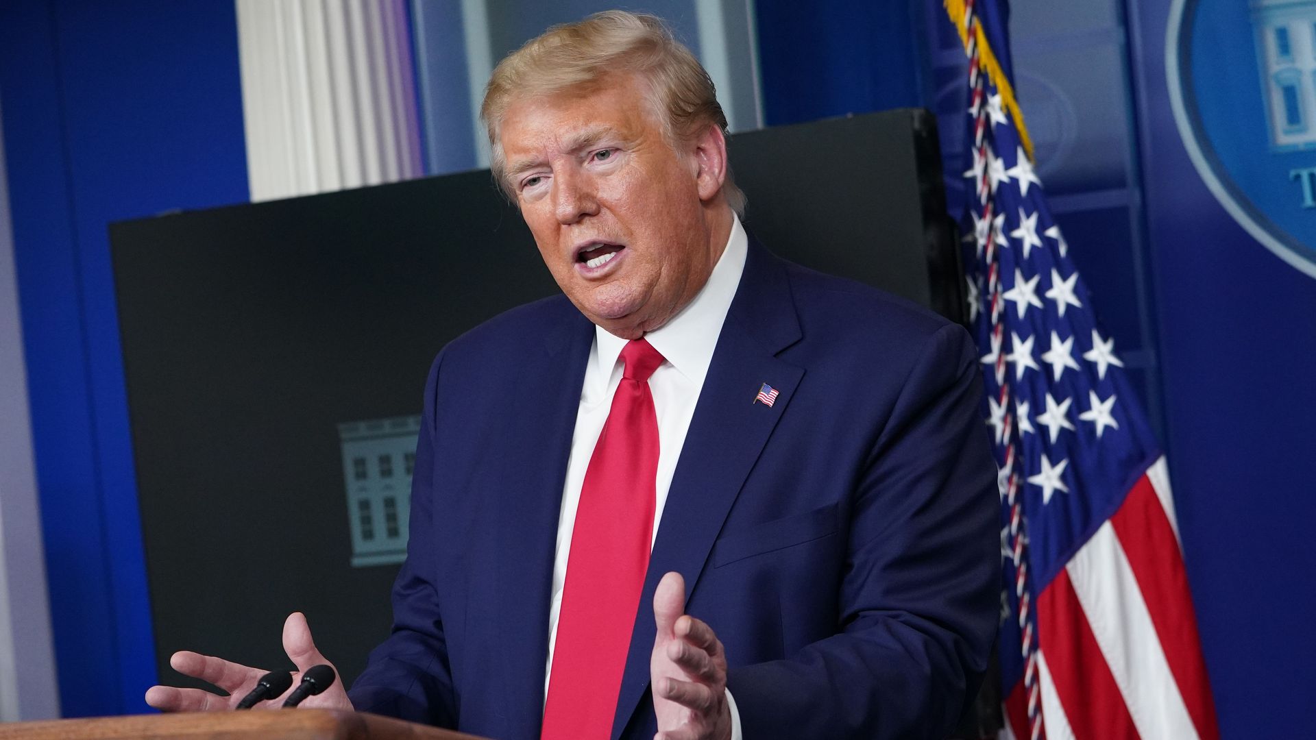 President Donald Trump speaks during the daily briefing on the novel coronavirus