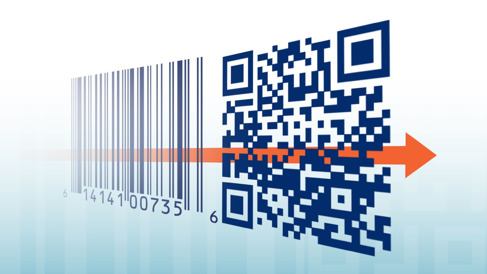 The familiar Universal Product Code barcode, left, will be supplanted by 2027 with a more data-rich improvement, the 2D barcode, at right. 