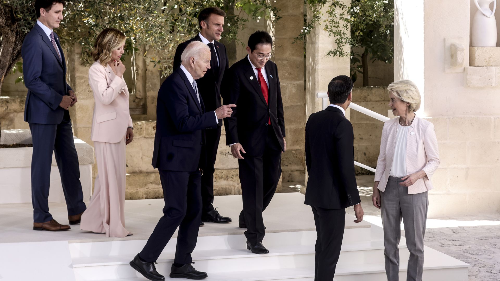 Group of Seven leaders during the first day of a meeting in Fasano, Italy, on June 13.