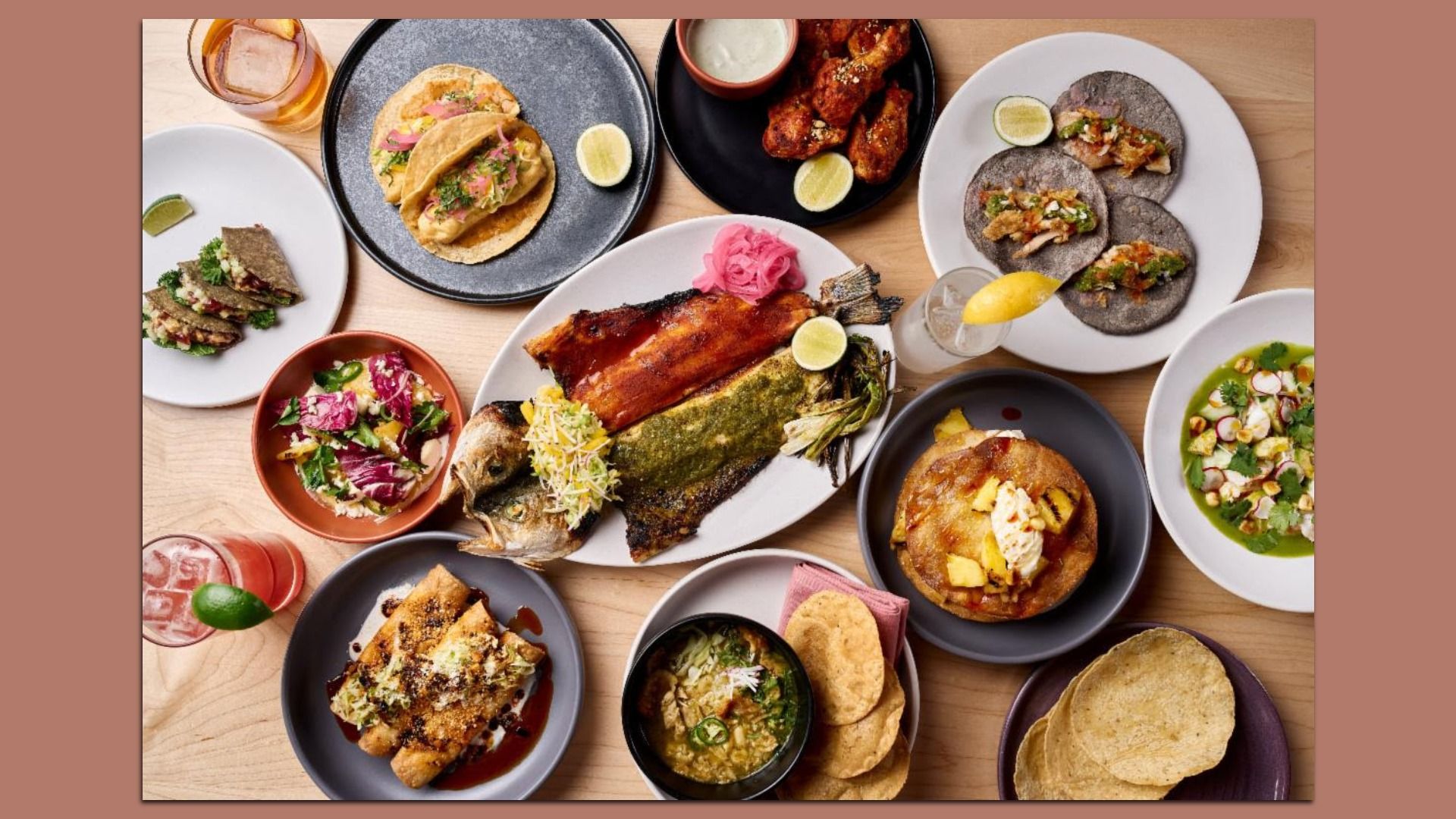 Mala Pata's menu is centered around making its own masa from heirloom corn. Dishes include Tuna Tartacos, Aguachile, Pozole Verde and Grilled, Butterflied Whole Fish with fresh made tortillas and all the garnishes so guests can assemble their own tacos. Credit: Matt Ramey.