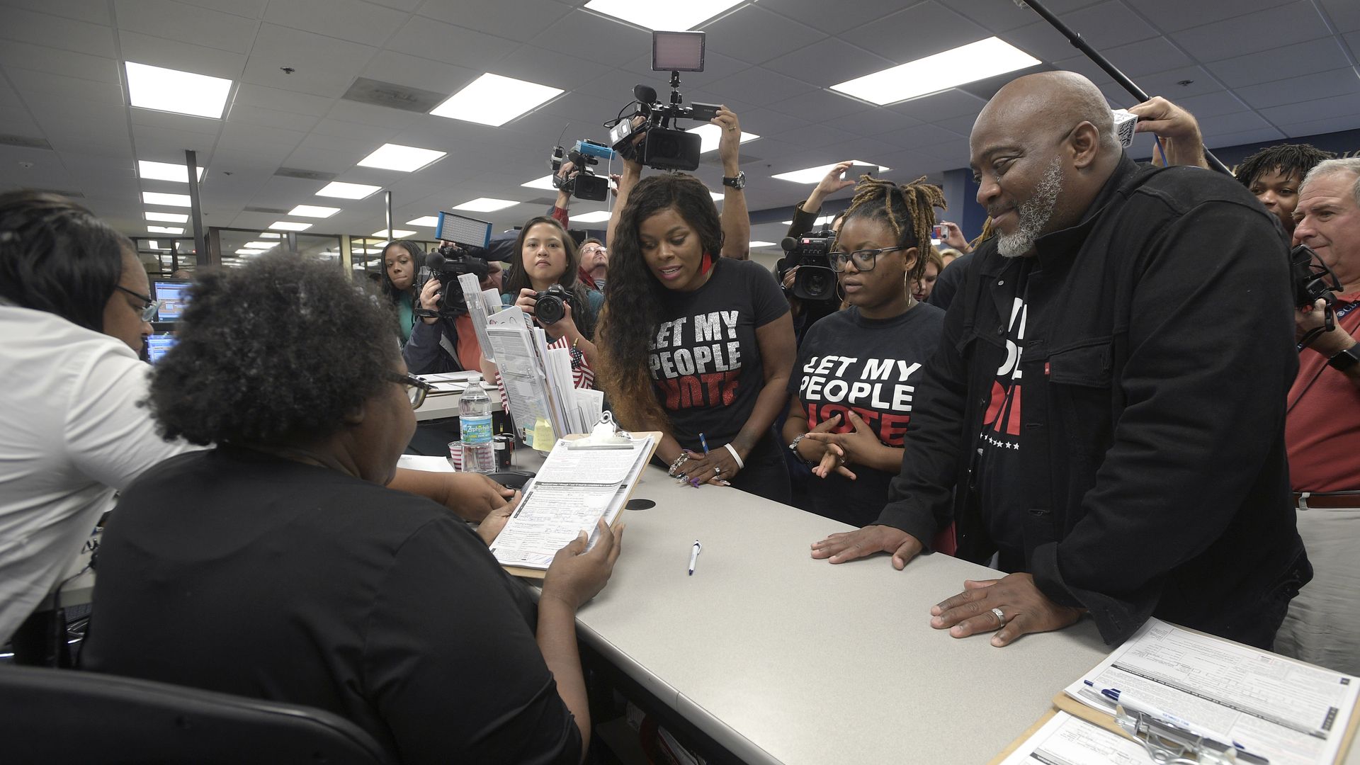 Voting rights advocates in Florida at the Orange County Supervisor of Elections office.