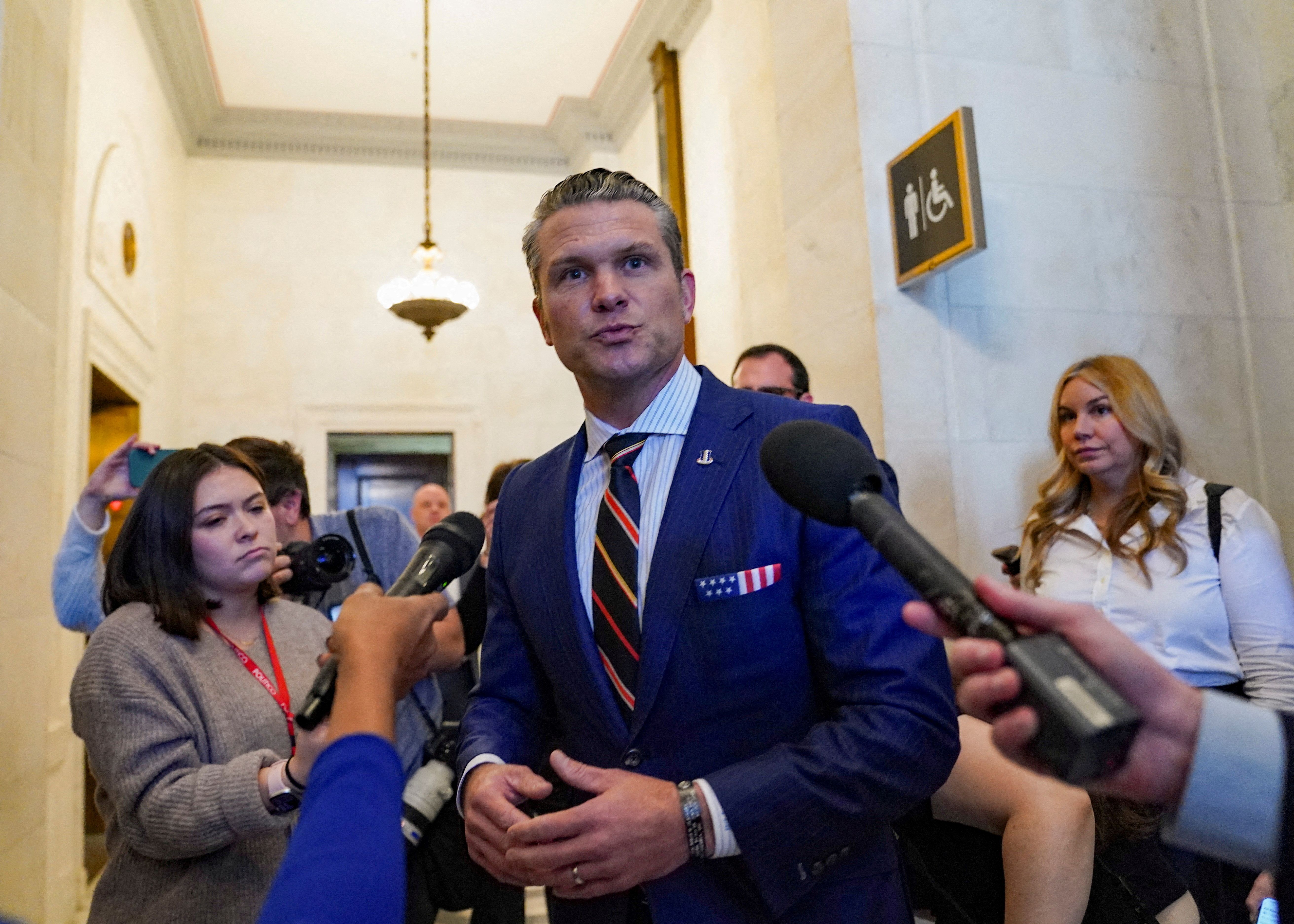 Pete Hegseth on Capitol Hill on Nov. 21. Photo: Nathan Howard/Reuters