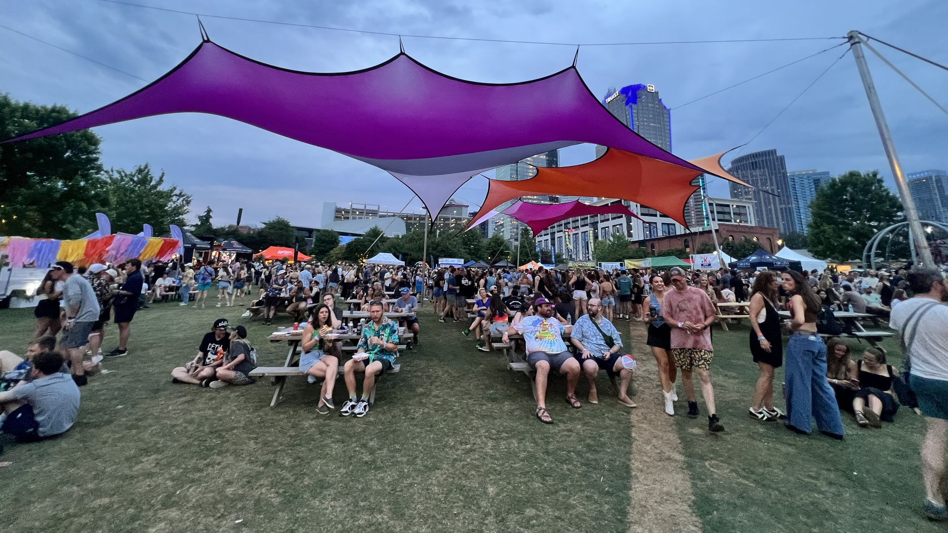 people eating outside