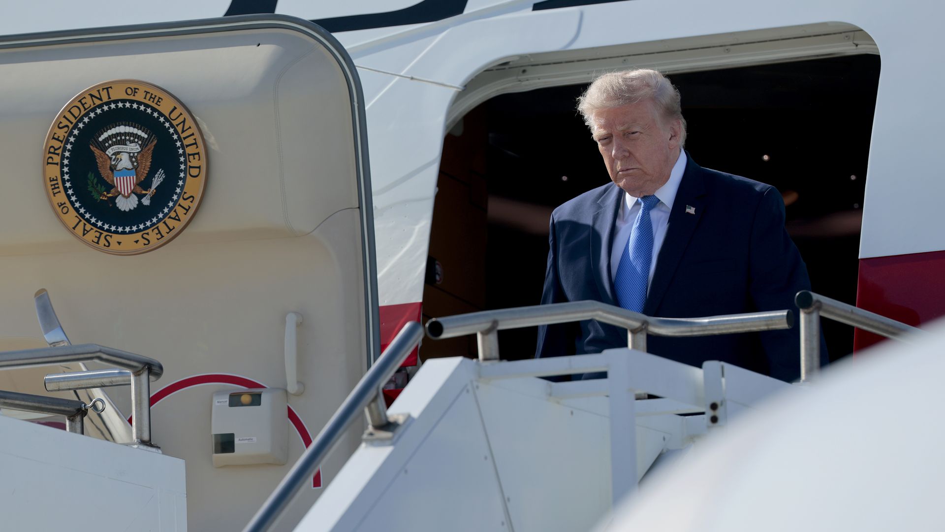 President Trump arriving at Los Angeles International Airport on August 04, 2026 in Los Angeles, California.