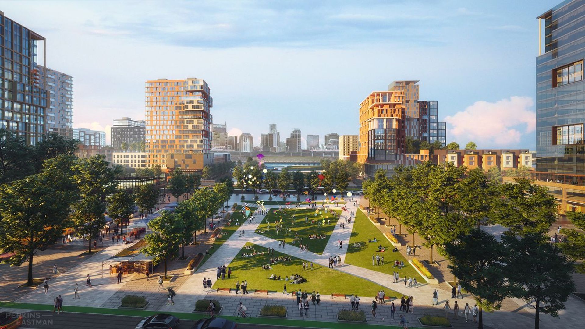 A rendering of the East Bank development.