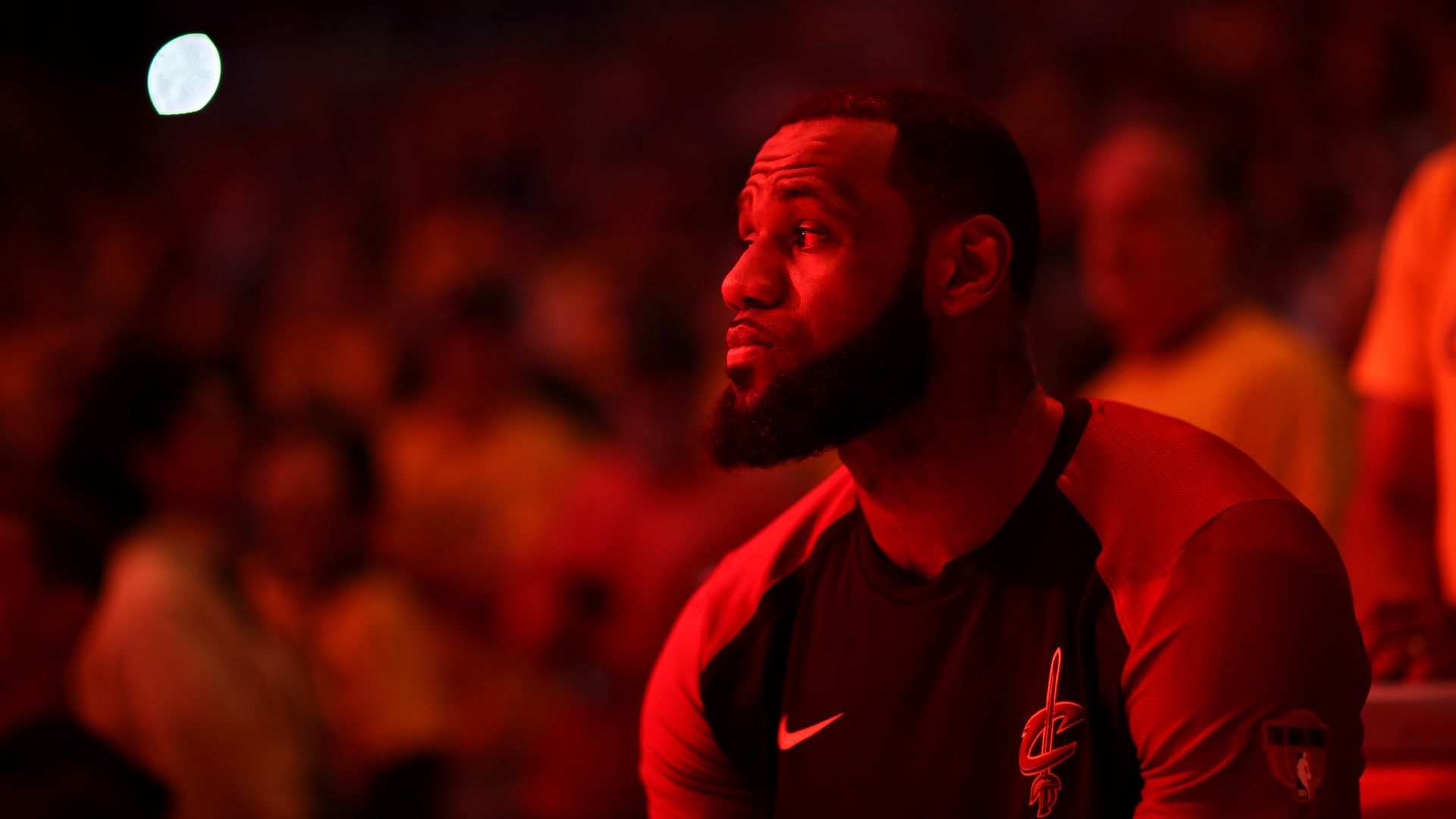 LeBron James on the bench