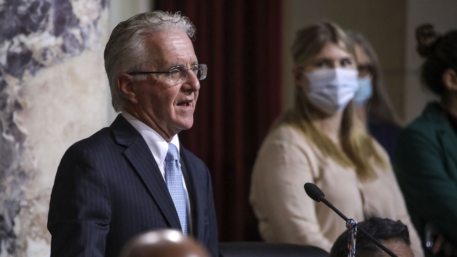 Councilmember Paul Krekorian speaking in a meeting in August 2022.