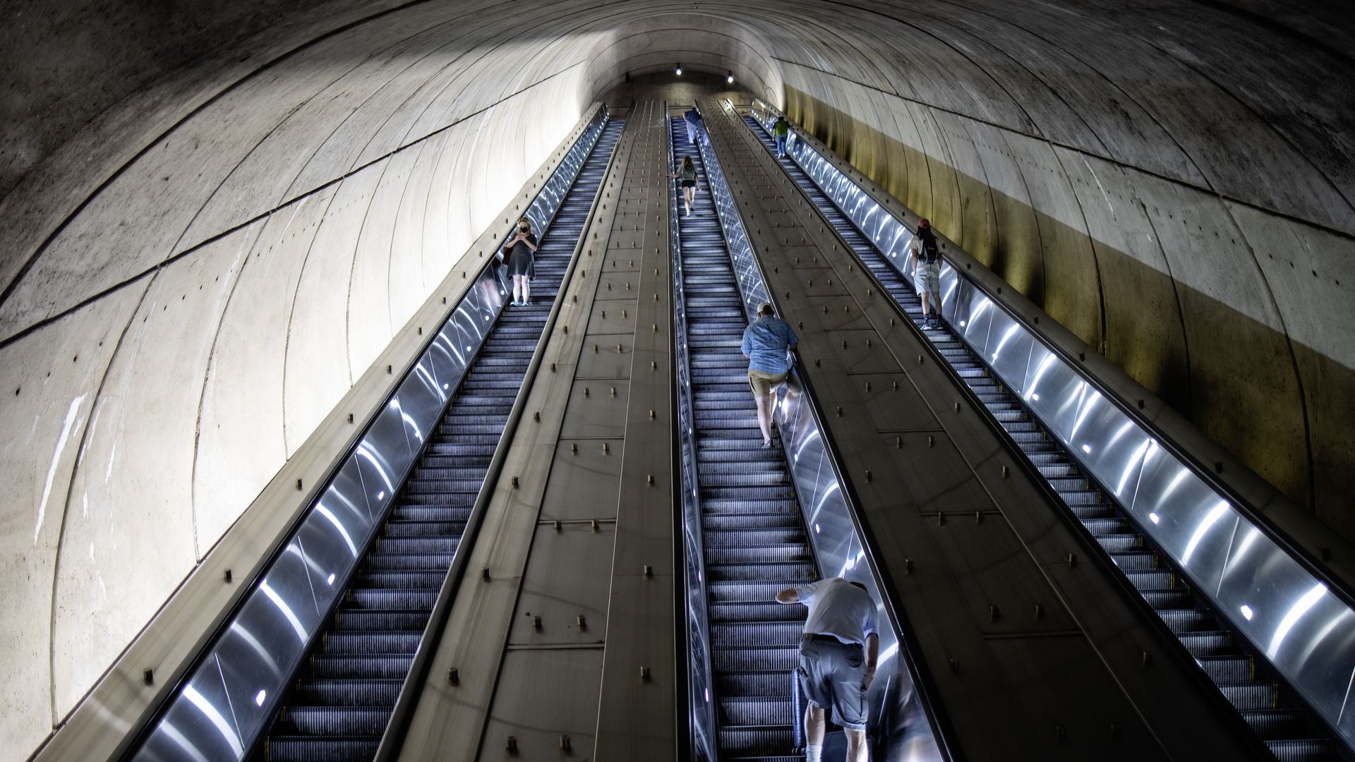 A long Metro escalator