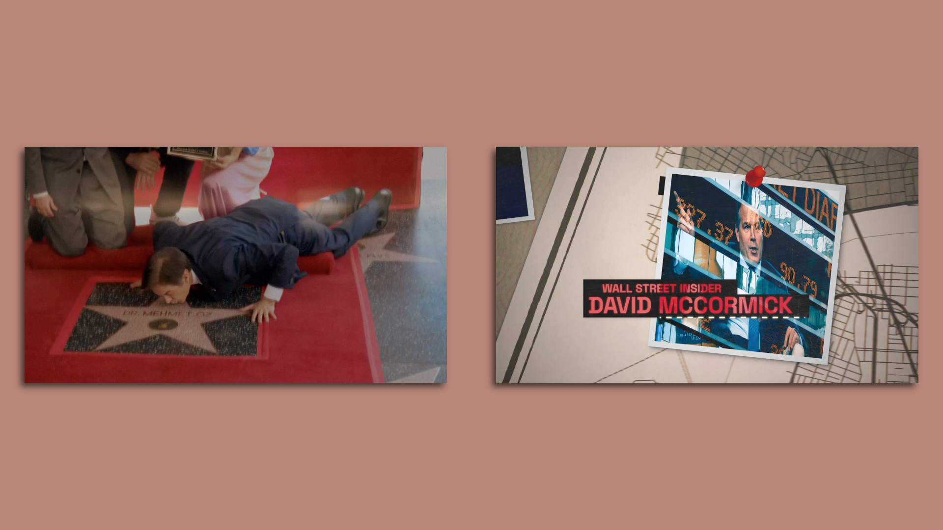 Screengrabs of Dr. Oz and David McCormick from an ad campaign