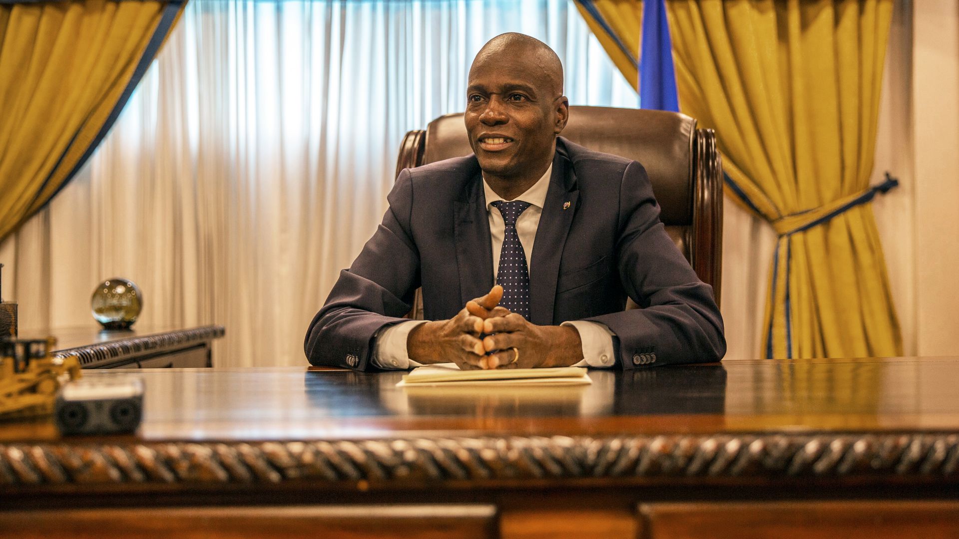 Jovenel Moise, Haiti's president, sits for a photograph following an interview in Port-Au-Prince, Haiti, on Monday, Jan. 29, 2018.