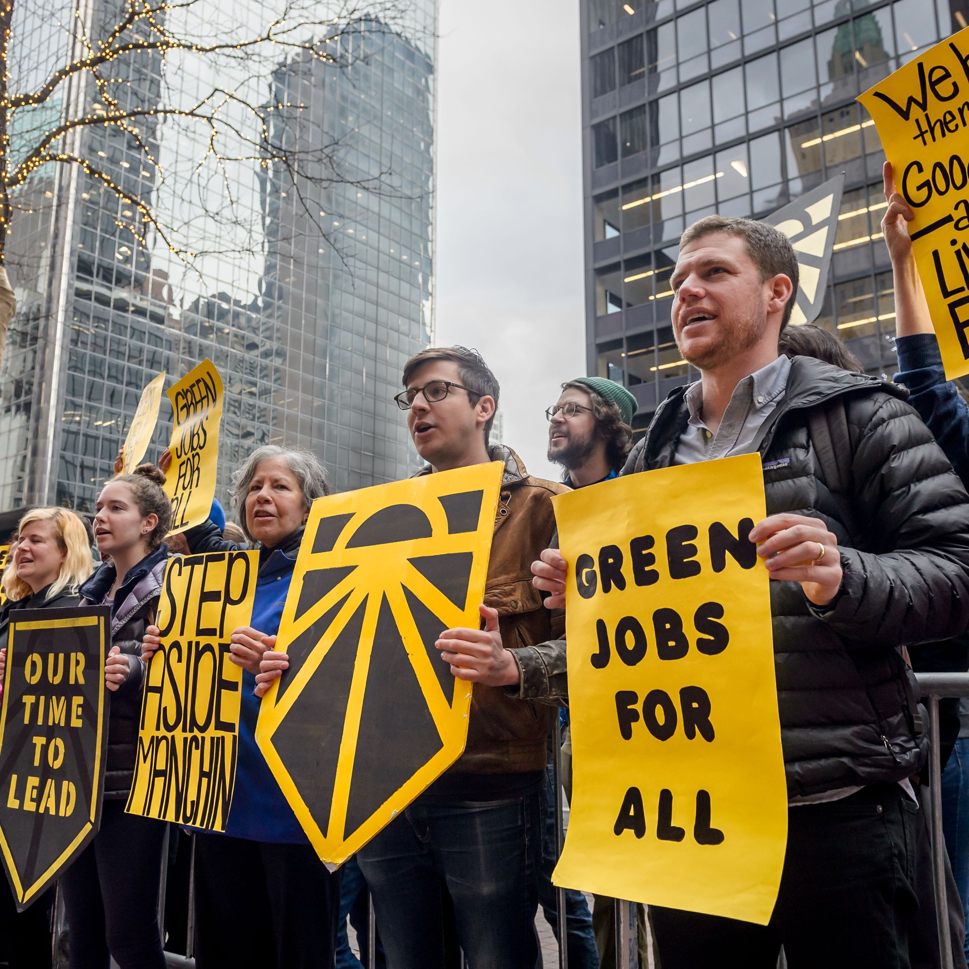 NYC youth, leaders representing hundreds of community, social justice, environmental and climate organizations demonstrate in favor of a Green New Deal