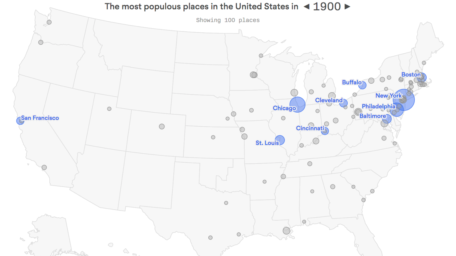 Map: How the biggest cities in the United States have changed over time