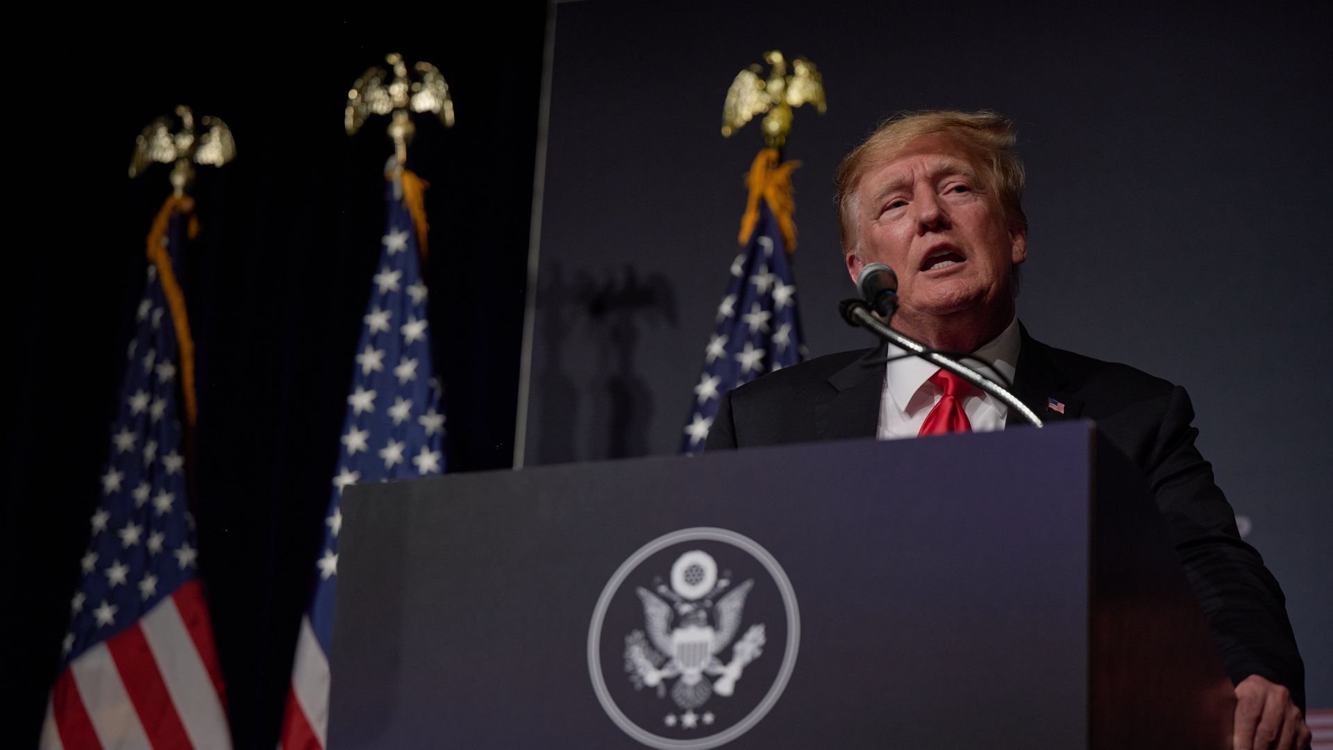 Photo of Donald Trump speaking from a podium