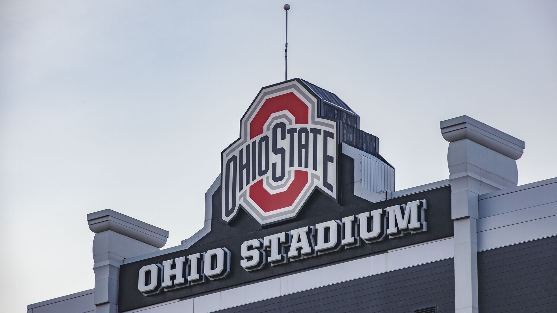The sign atop Ohio Stadium with the Ohio State logo