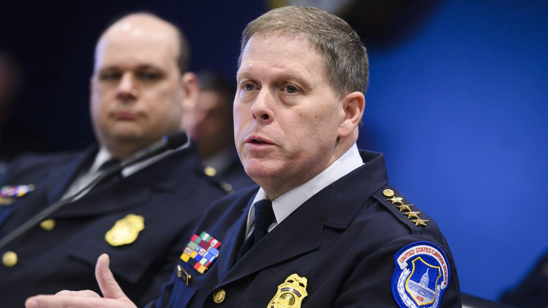 Chief Steven A. Sund testifies during the House Appropriations Legislative Branch Subcommittee hearing in the Capitol on Tuesday, February 11