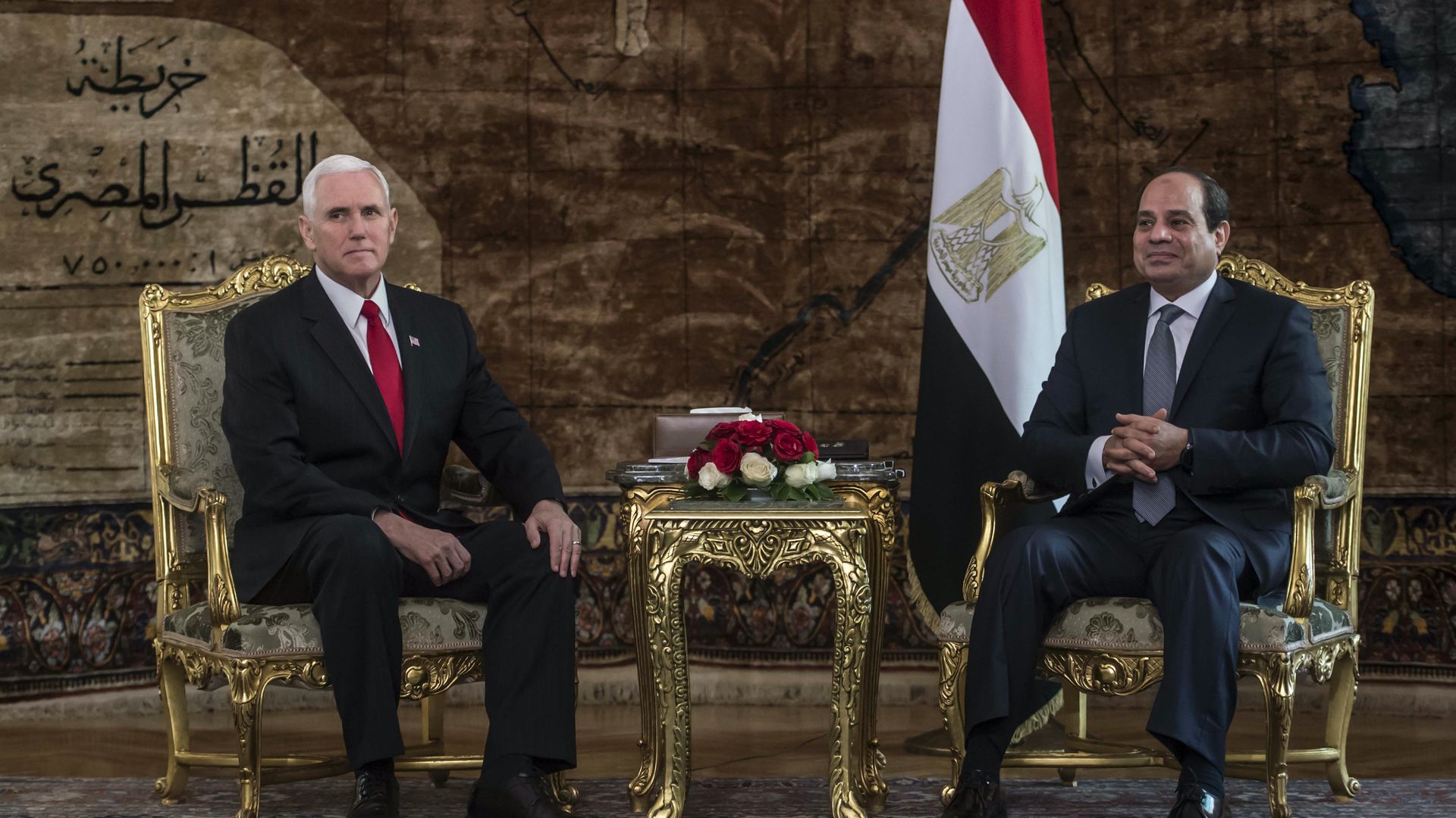 Egyptian President Abdel Fattah al-Sisi meets with Vice President Mike Pence.