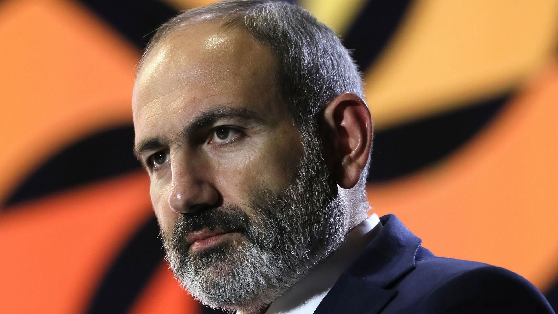 Nikol Pashinyan speaking at a forum in Yerevan, Armenia, in 2019.