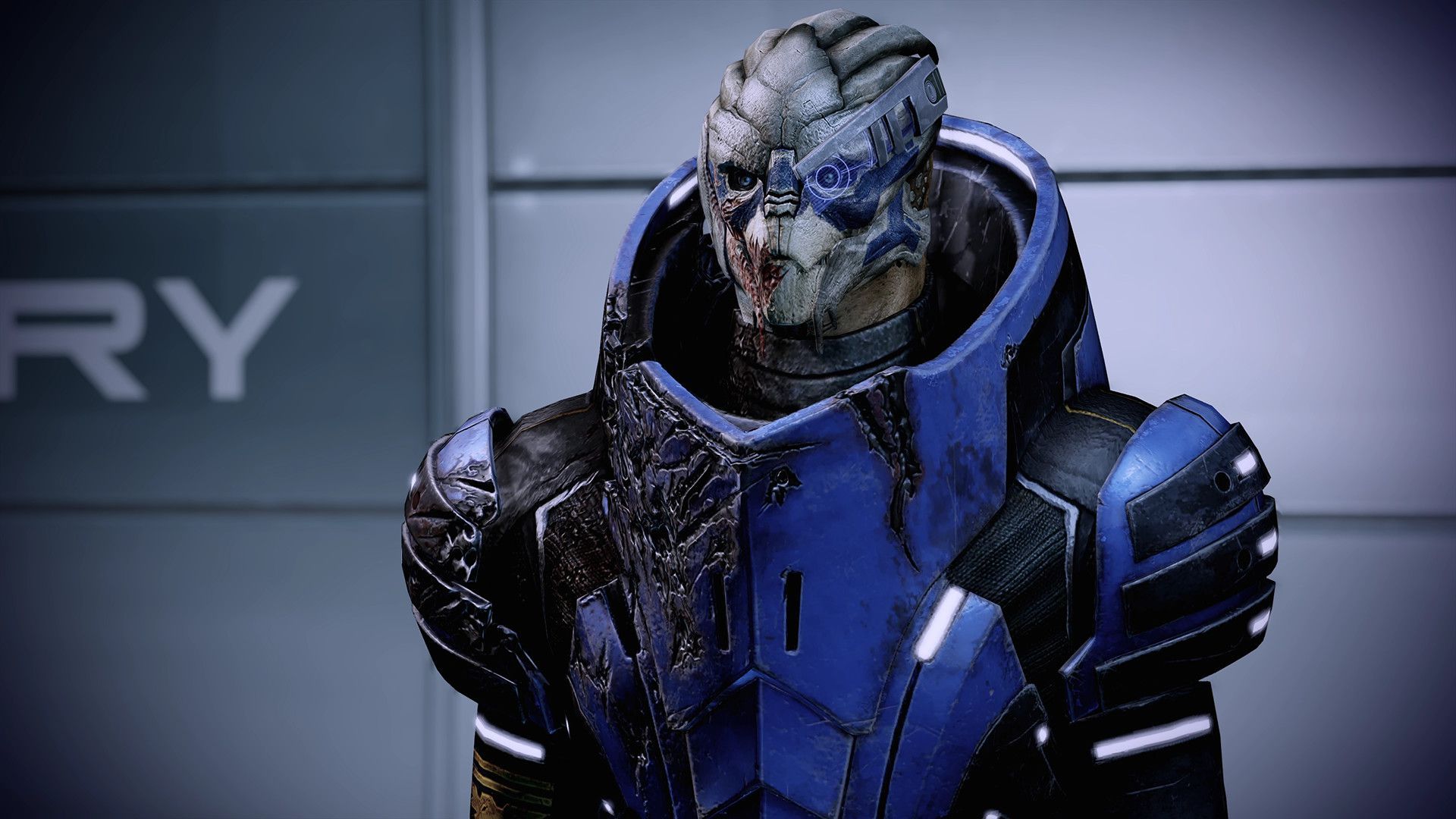 Screengrab of a character from the Mass Effect video game