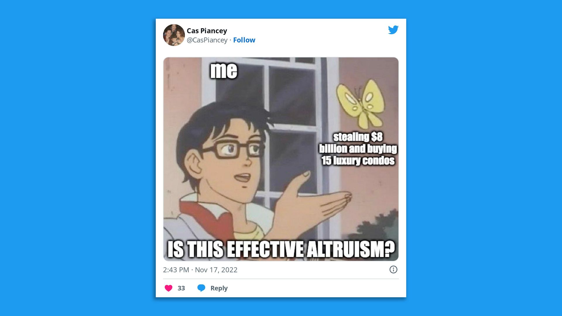 A tweet saying "is this effective altruism?"