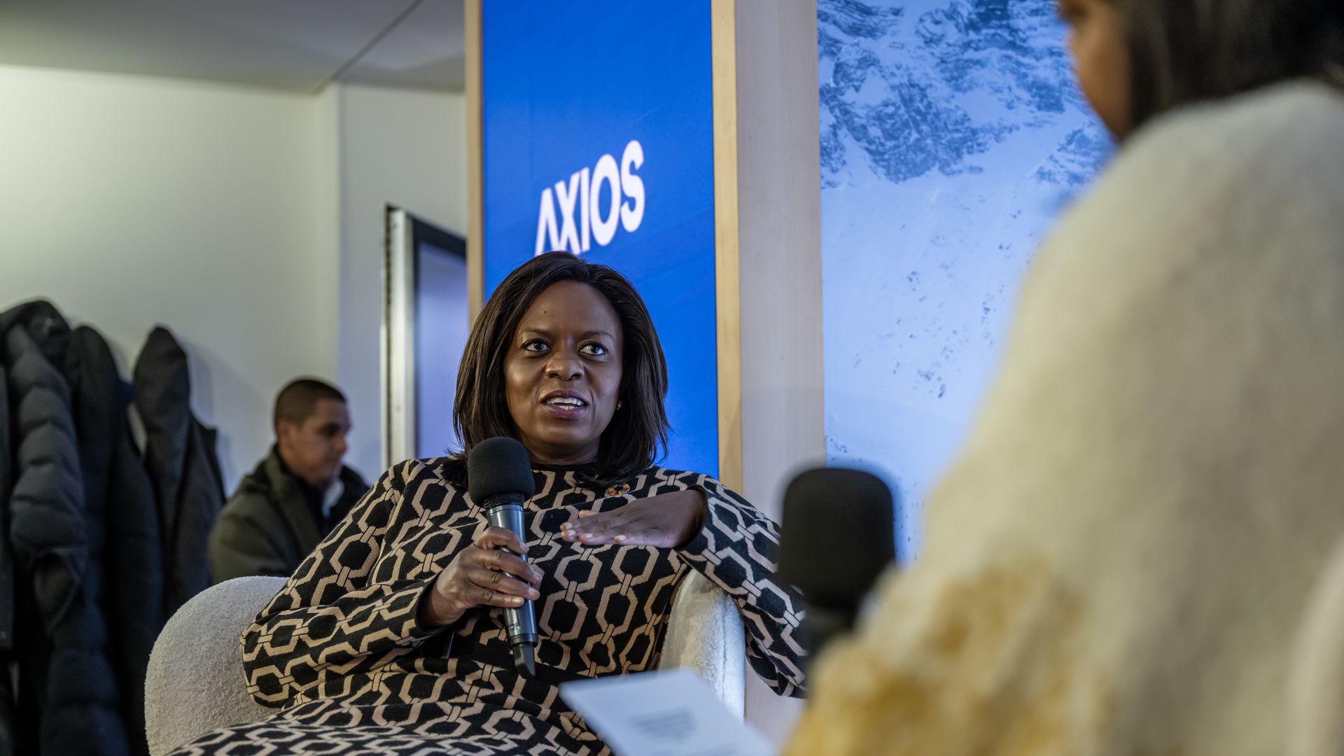 UN Global Compact CEO & executive director, Sanda Ojiambo speaking at Axios House Davos.