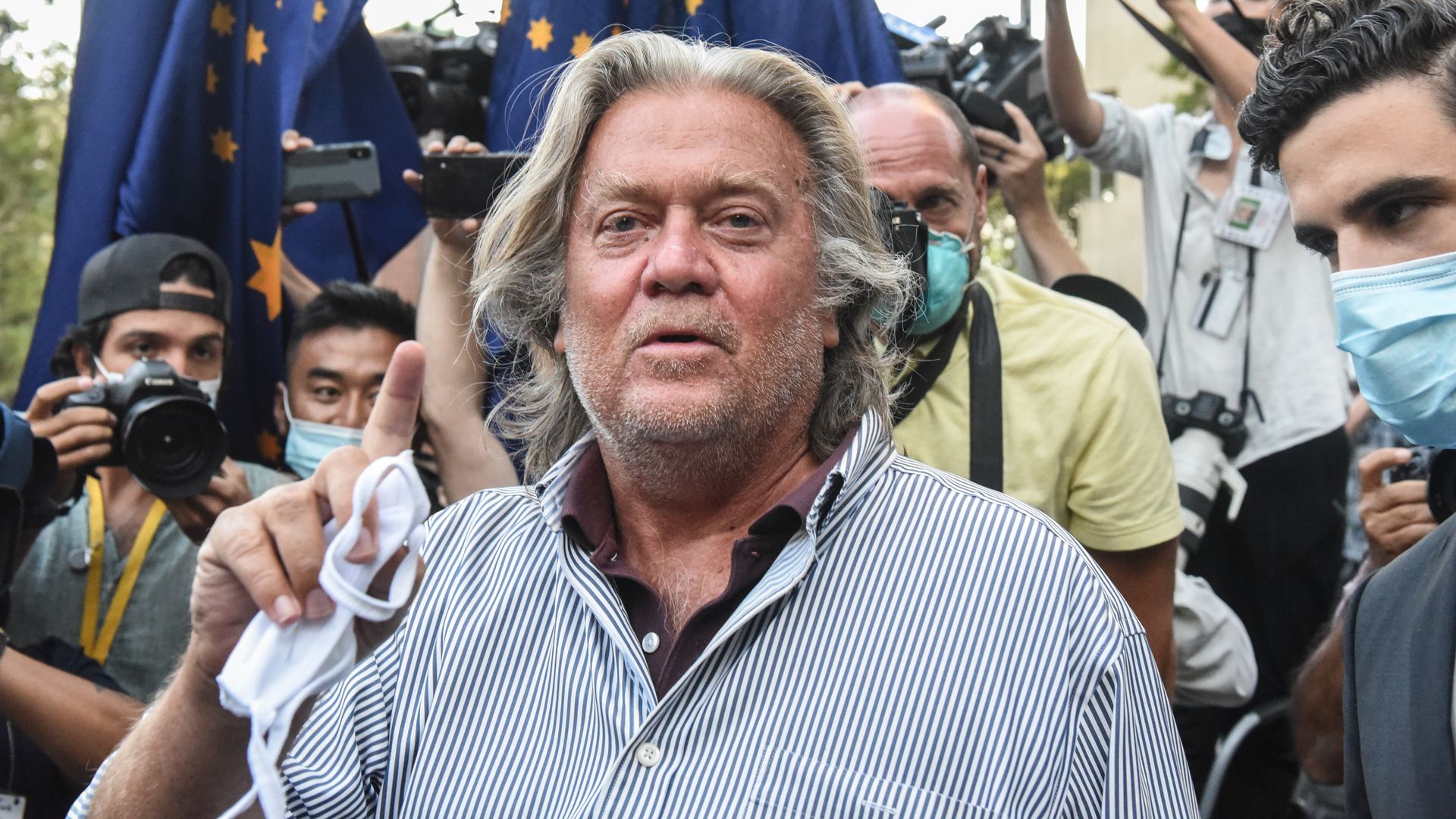Former White House Chief Strategist Steve Bannon exits the Manhattan Federal Court on August 20, 2020 in the Manhattan borough of New York City.